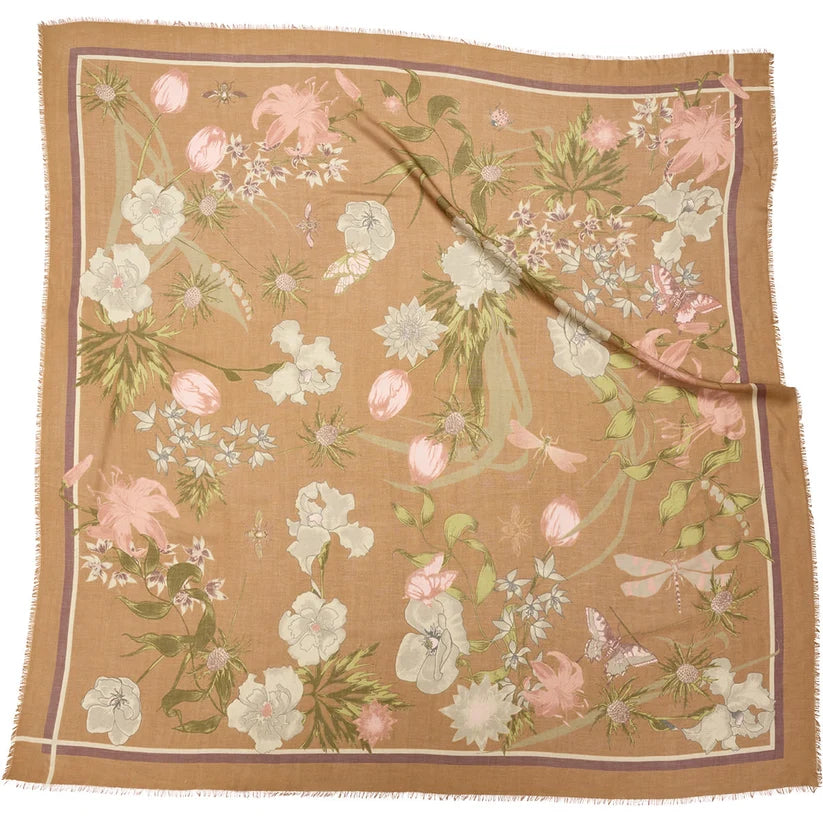 Living Garden Silk/ Wool Scarf - Camel