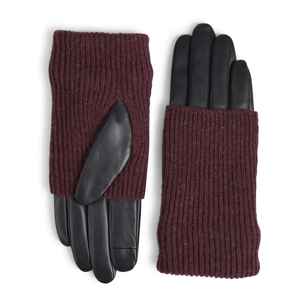 Helly Glove, Black with Burgundy Markberg