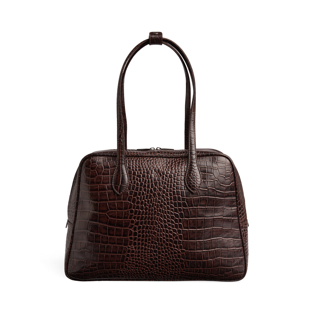 Elara Work Bag, Croco - Espresso