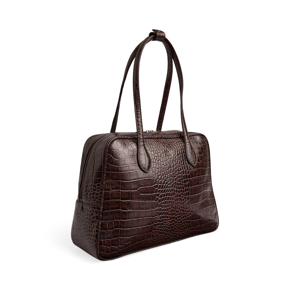 Elara Work Bag, Croco - Espresso