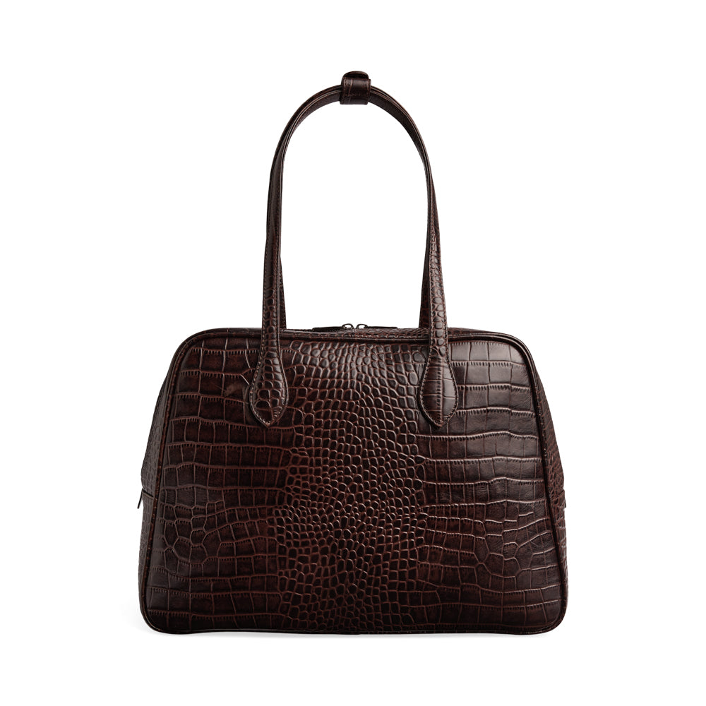 Elara Work Bag, Croco - Espresso