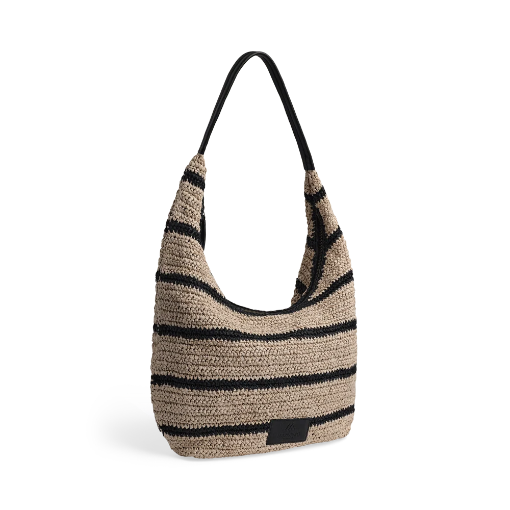 Solea Bag, Raffia - Natural/ Black mix