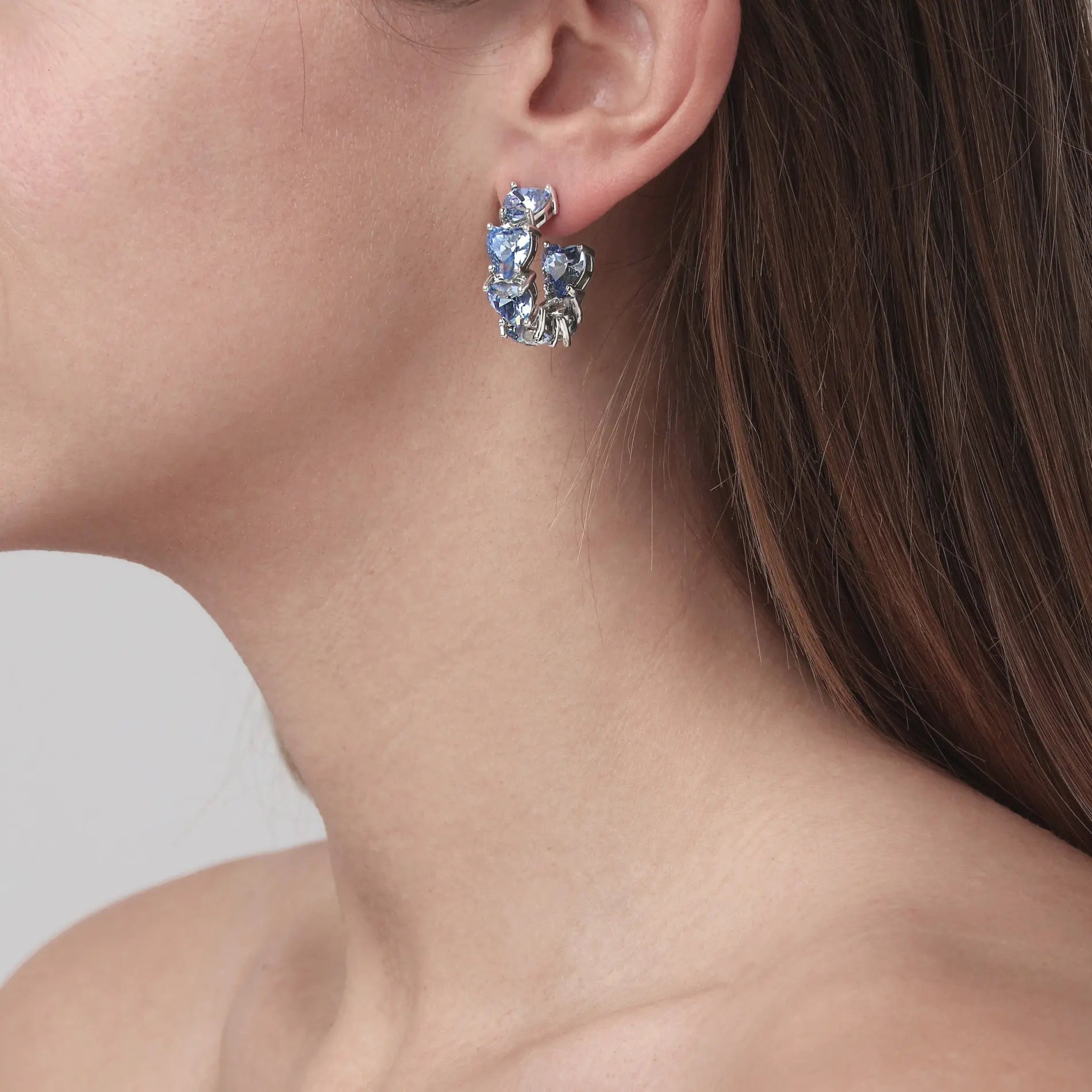 Hardy Shiny Silver Earrings, Light Blue Dyrberg/Kern NZ