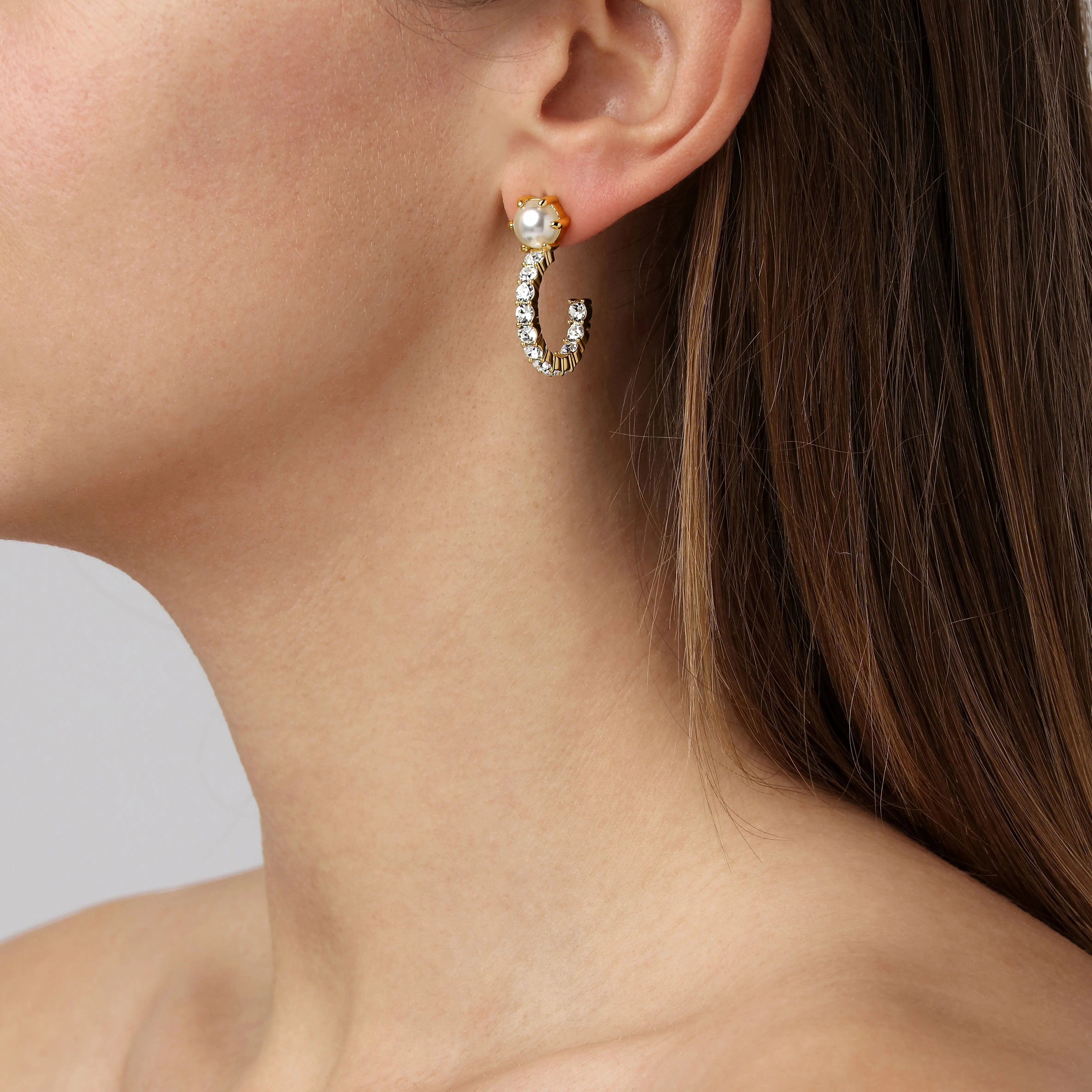 Esprit Gold Earrings, Crystal / White Pearl Dyrberg/Kern NZ