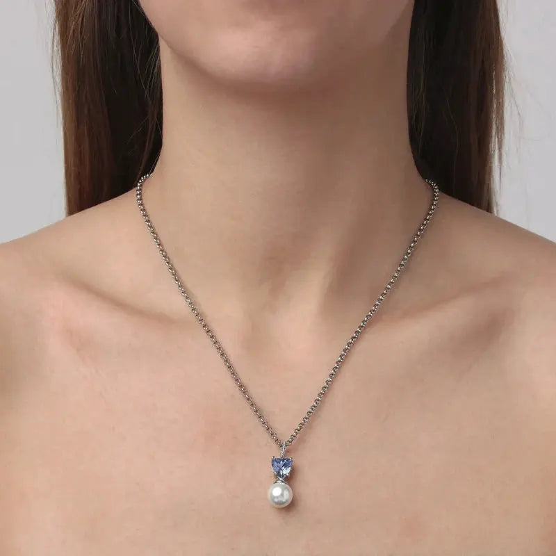 Colume Silver-tone Necklace, Light Blue / White Pearl Dyrberg/Kern NZ