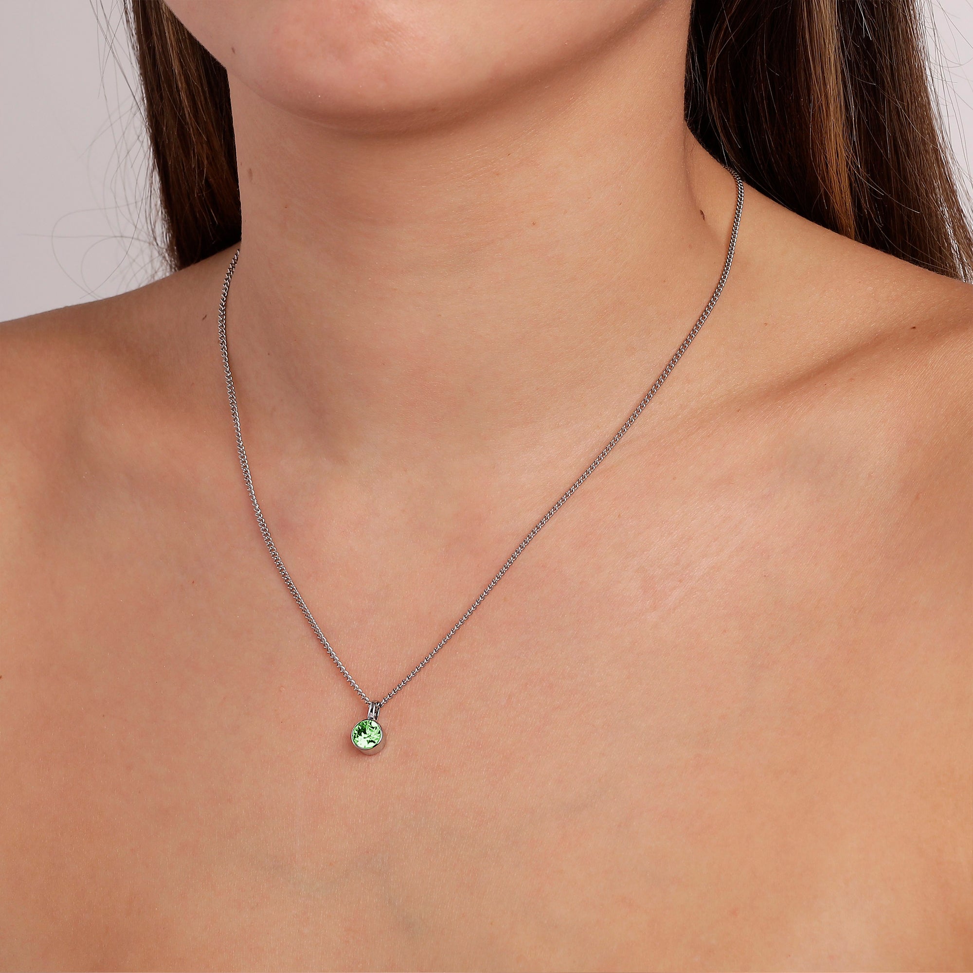 Jemma Silver Necklace – Light Green