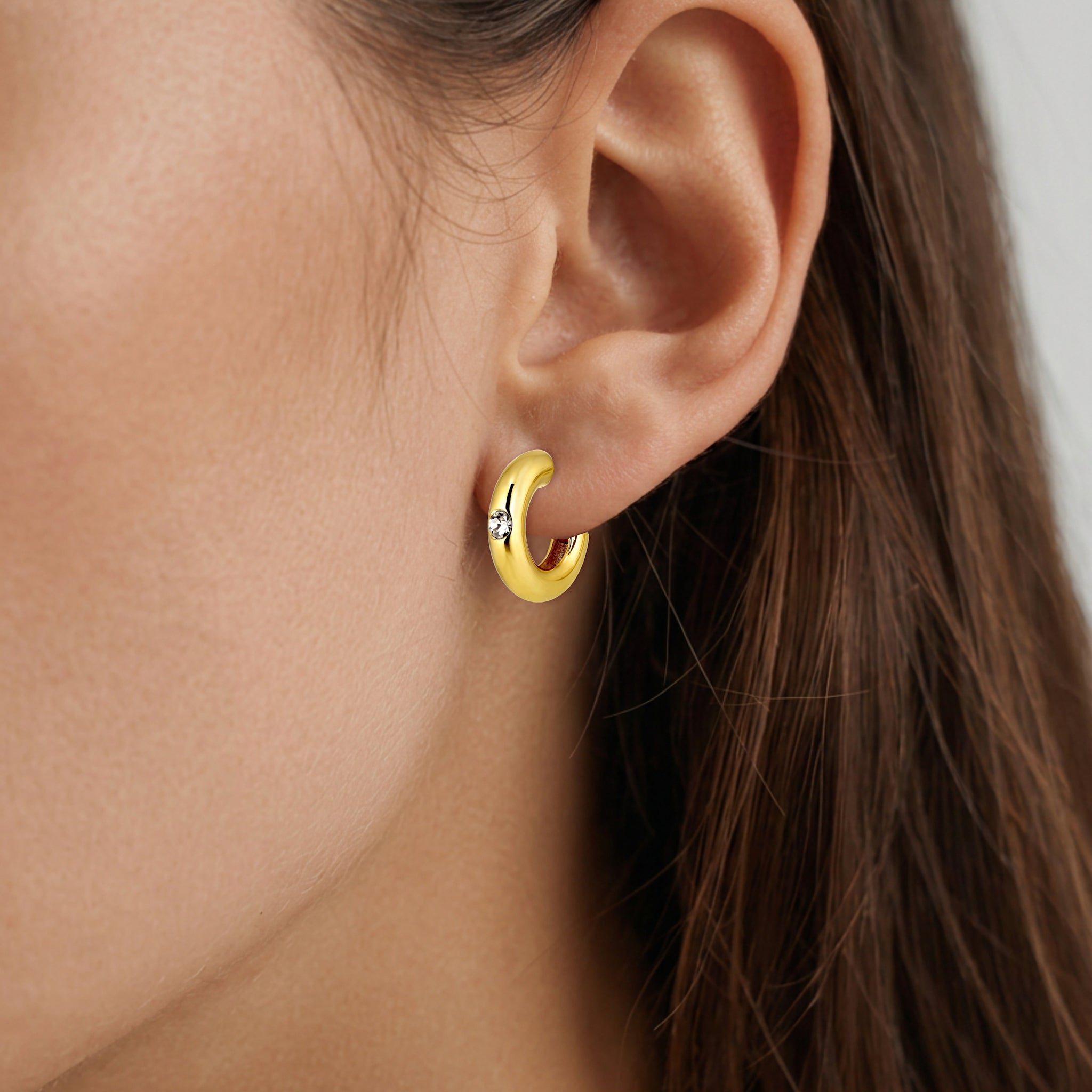 Adame Gold Earrings, Clear Crystal