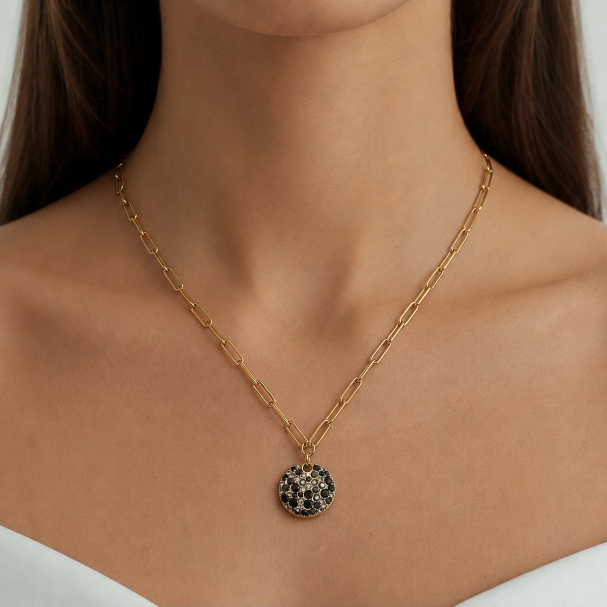 Amara Gold Necklace, Black Mix