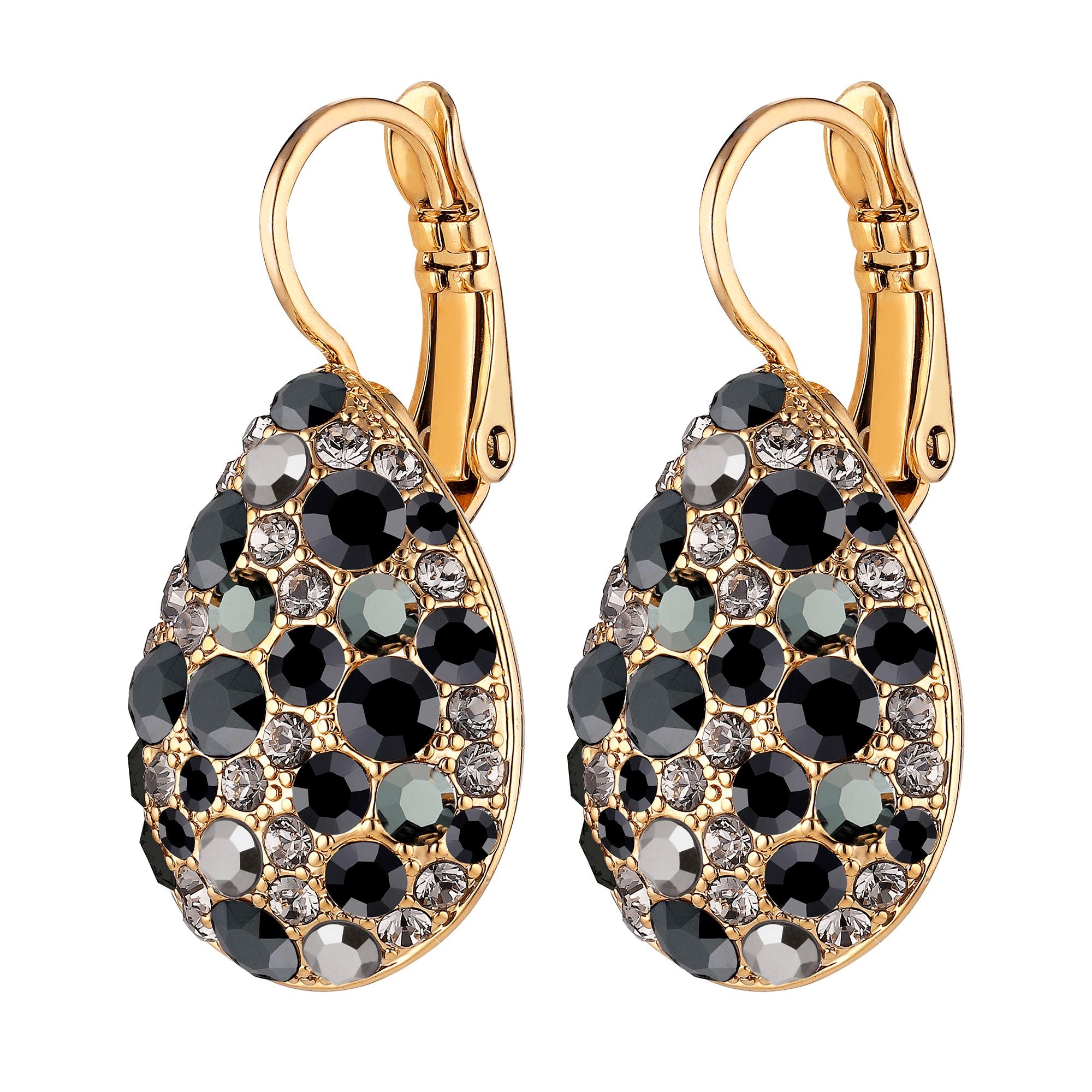 Betta Gold Earrings, Black Mix