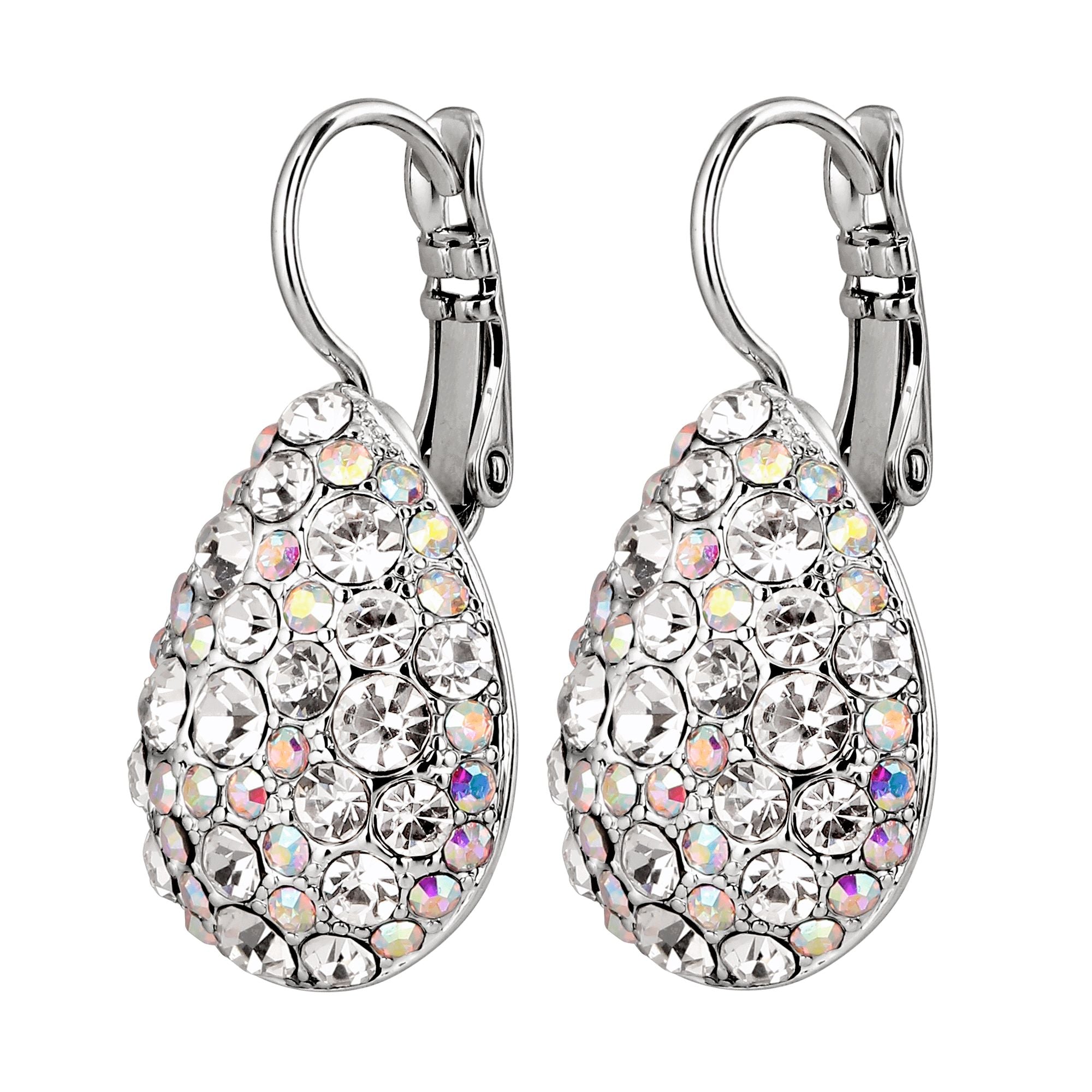 Betta Shiny Silver Earrings, Crystal Ab