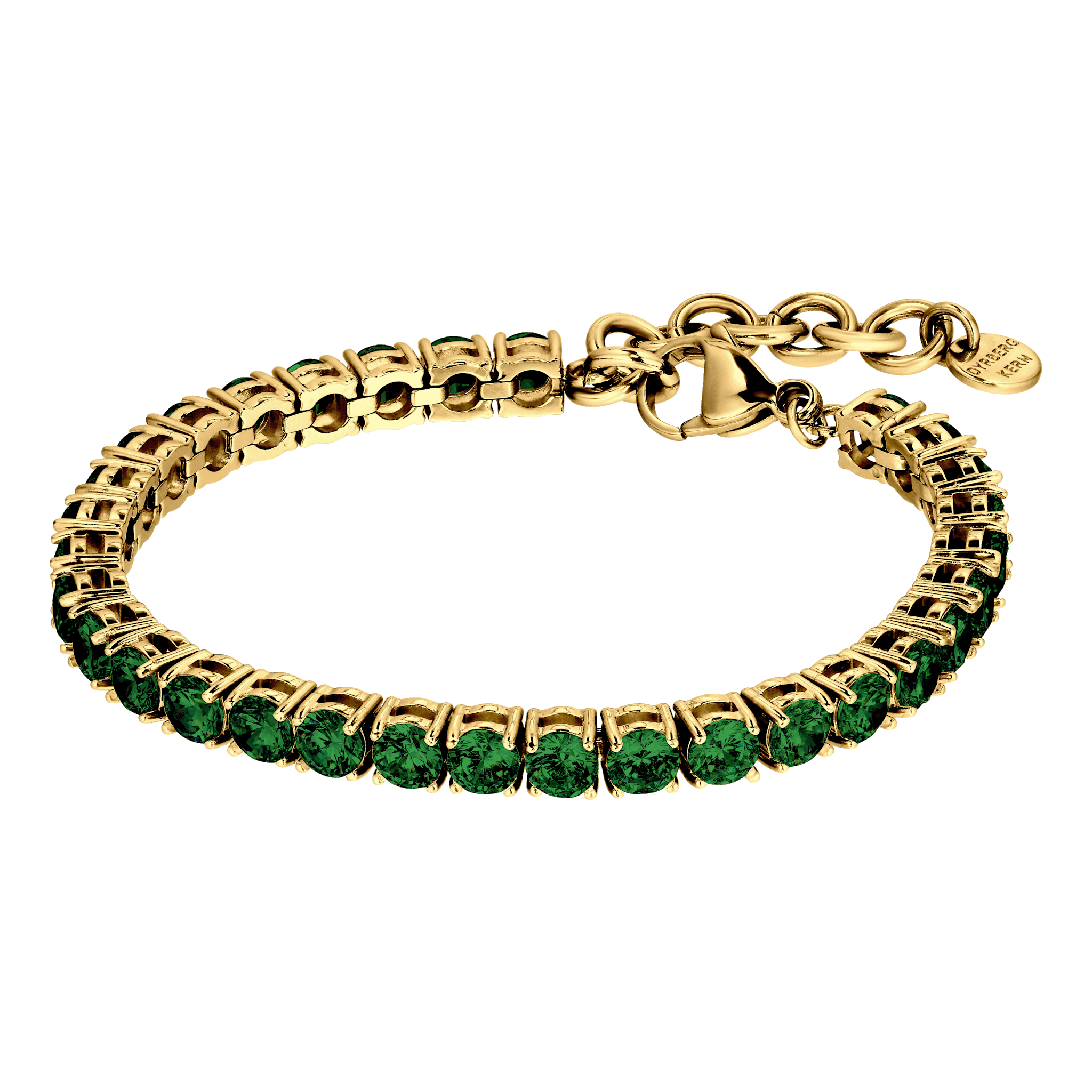 Cobra Gold Tennis Bracelet, Emerald Green