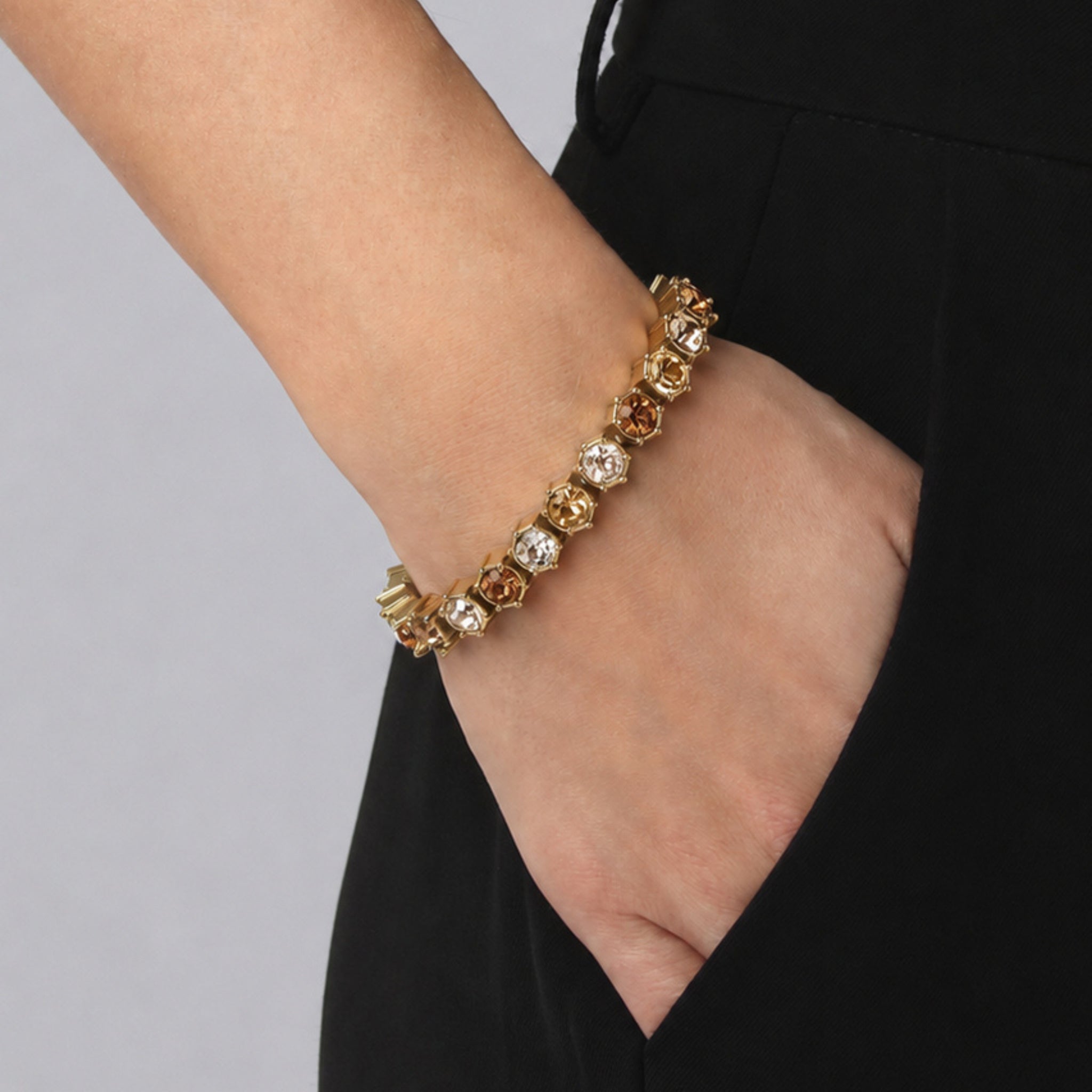 Courage Gold Tennis Bracelet - Black Grey Mix