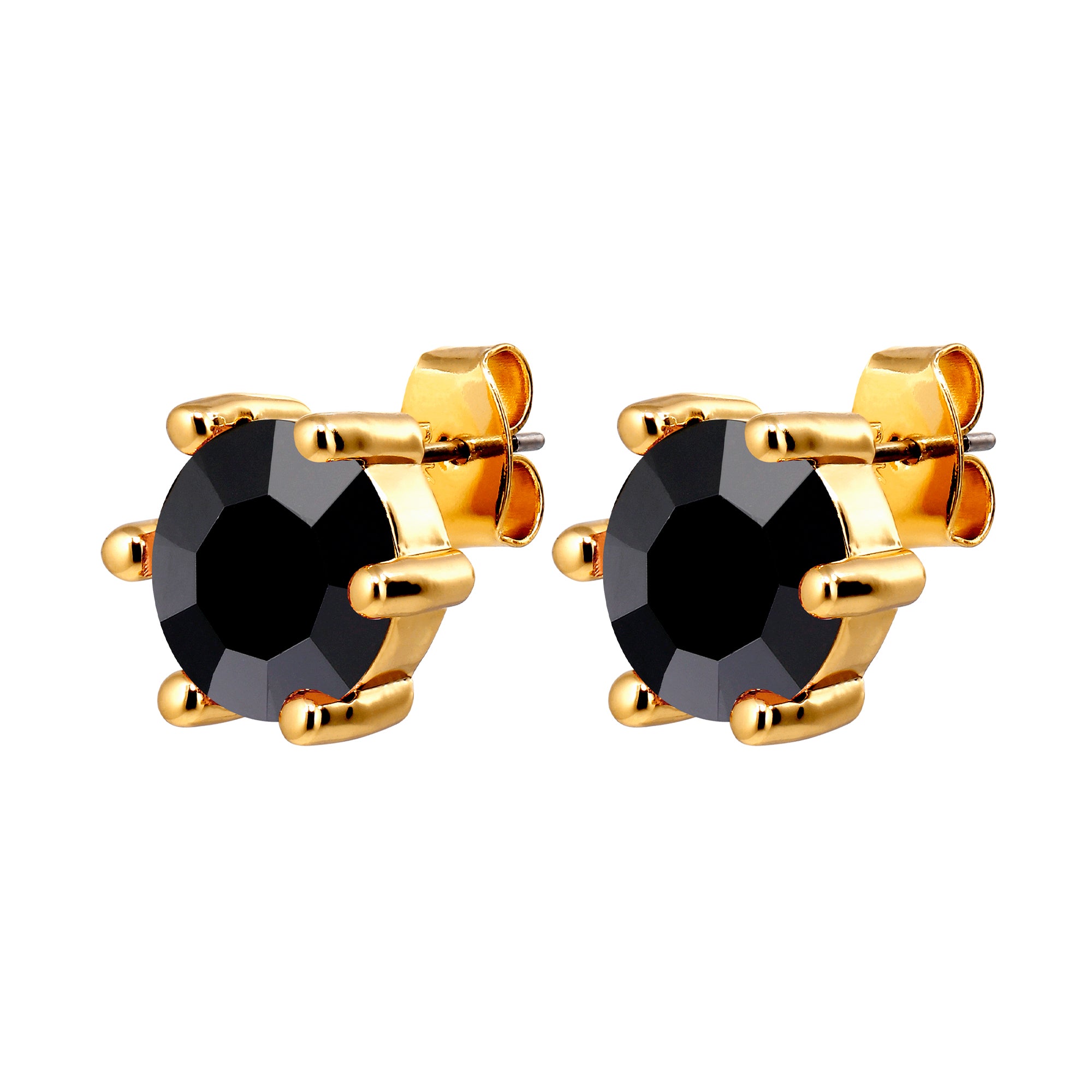 Craze Gold Stud Earrings - Black