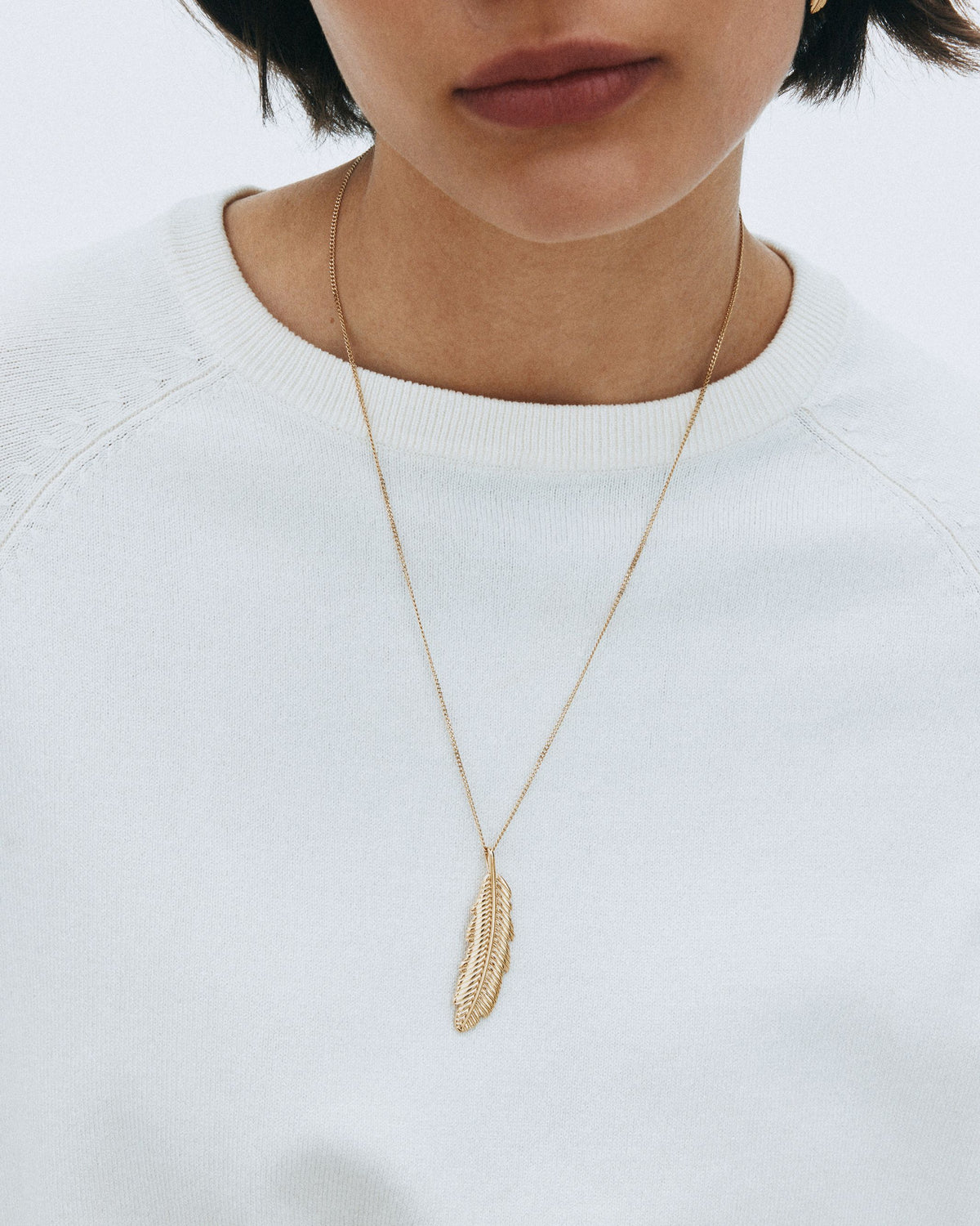 Feather Necklace L Gold