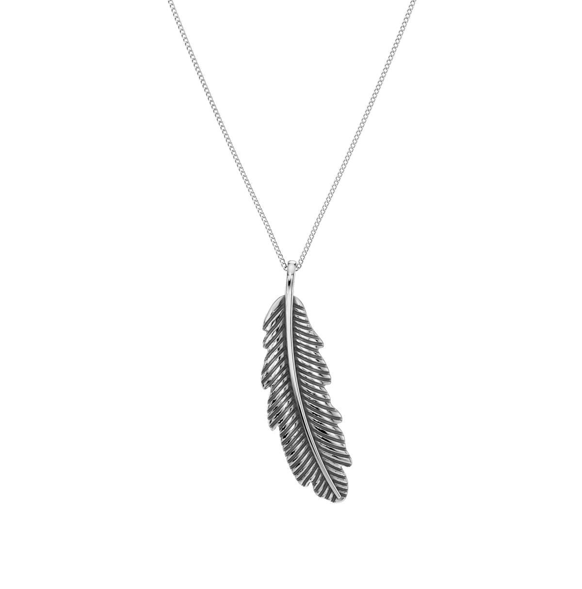 Feather Necklace L Silver