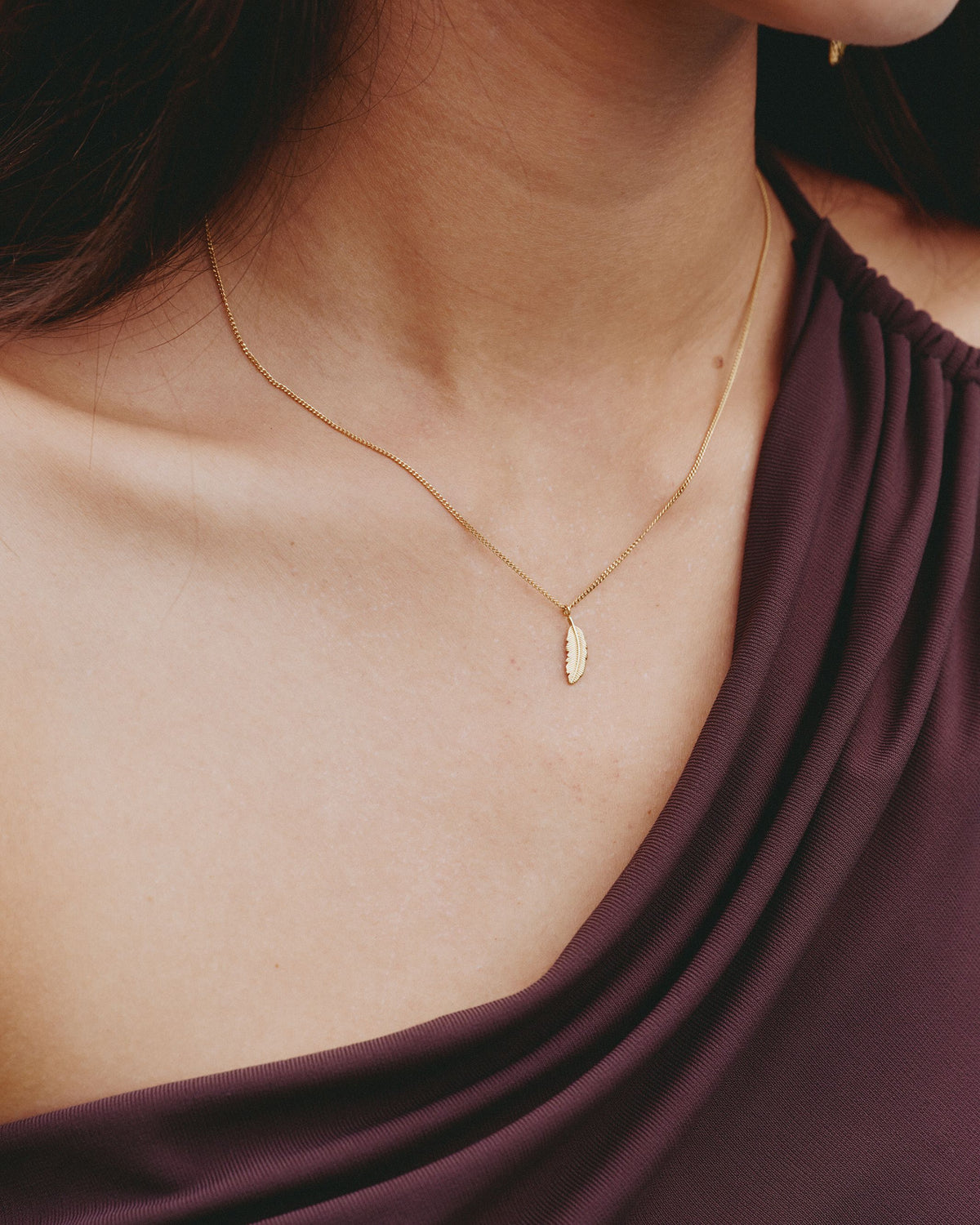 Feather Necklace S Gold