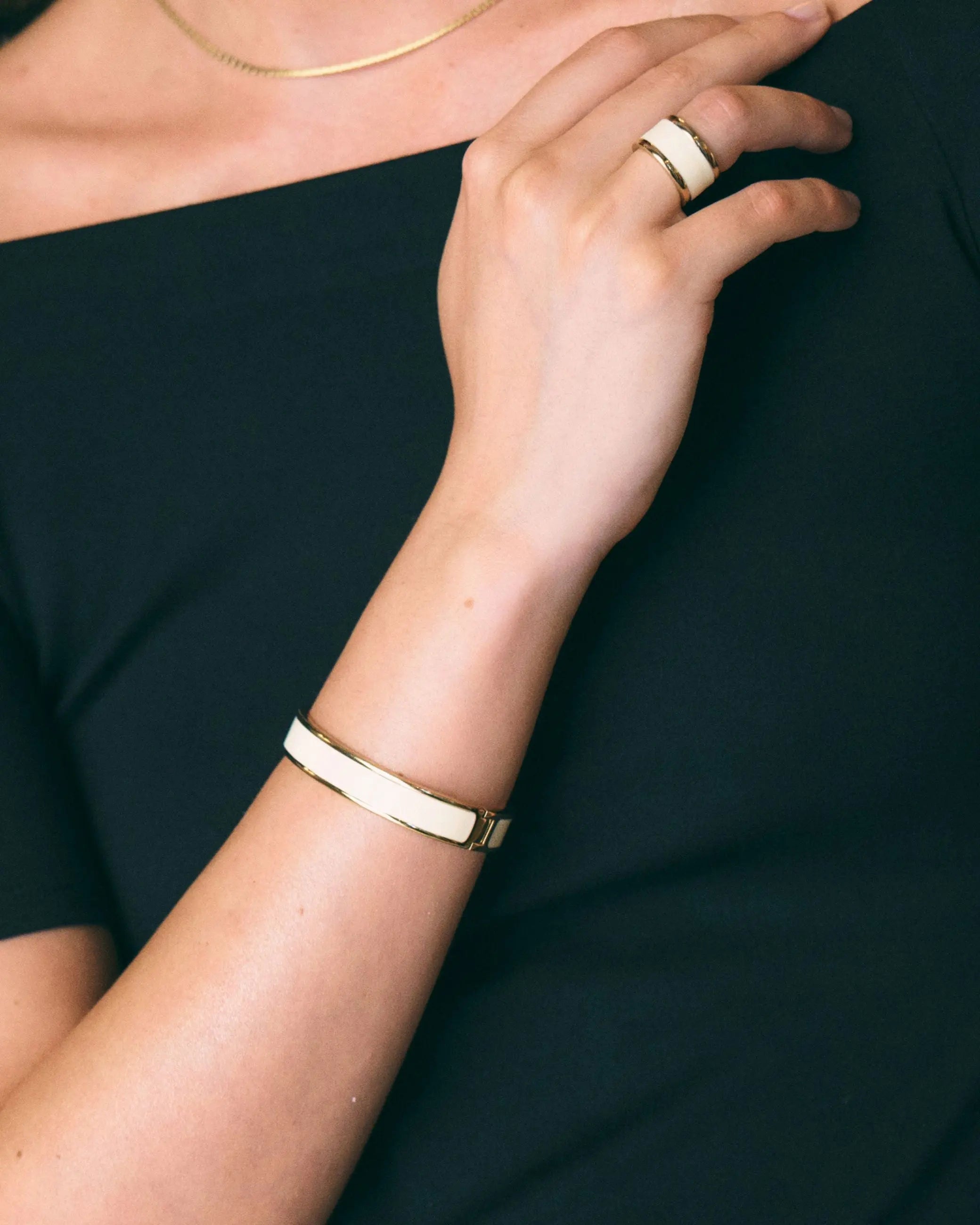 Frame Enamel Ring Off-white Gold Edblad NZ