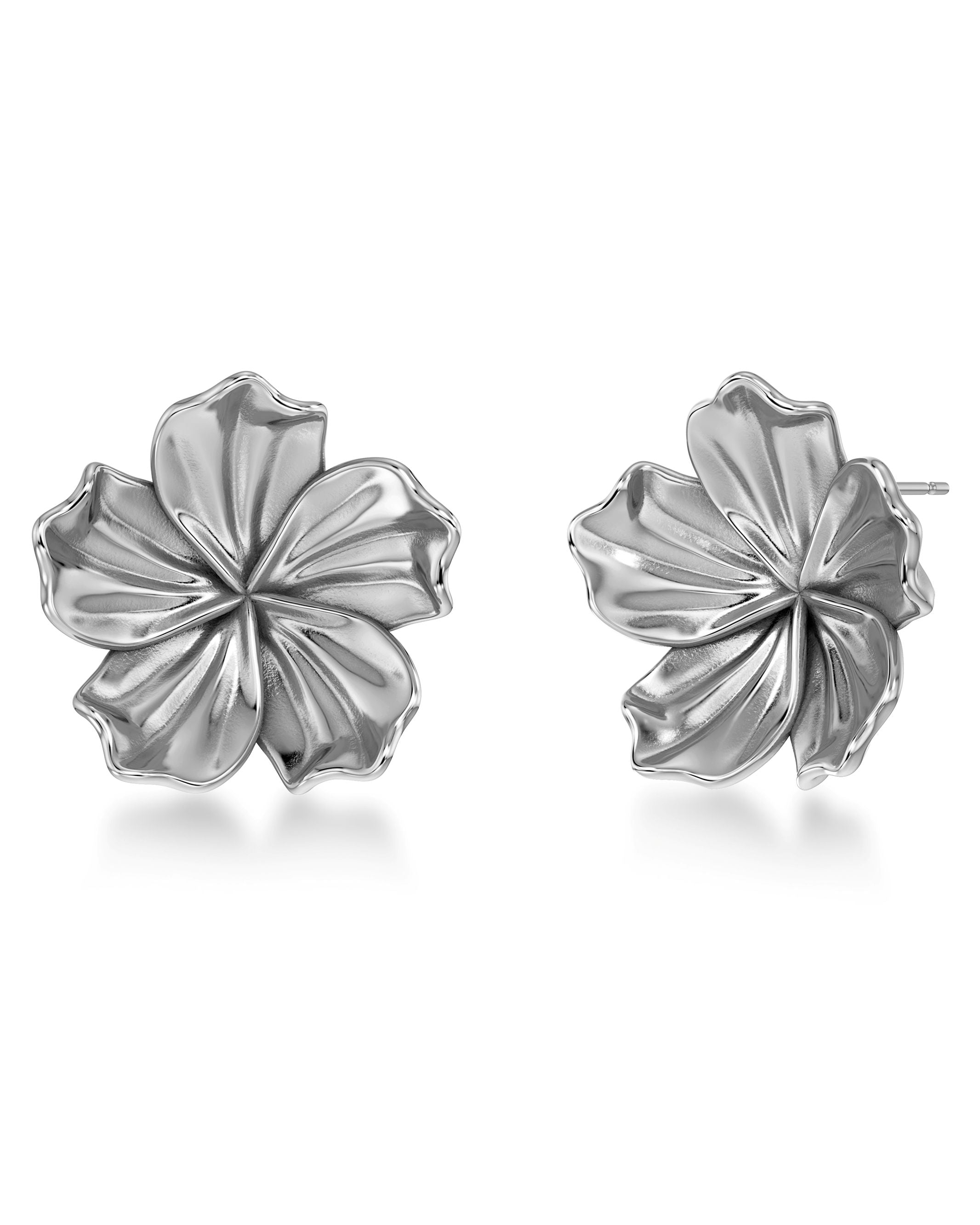 Jasmine Silver Stud Earrings – Large