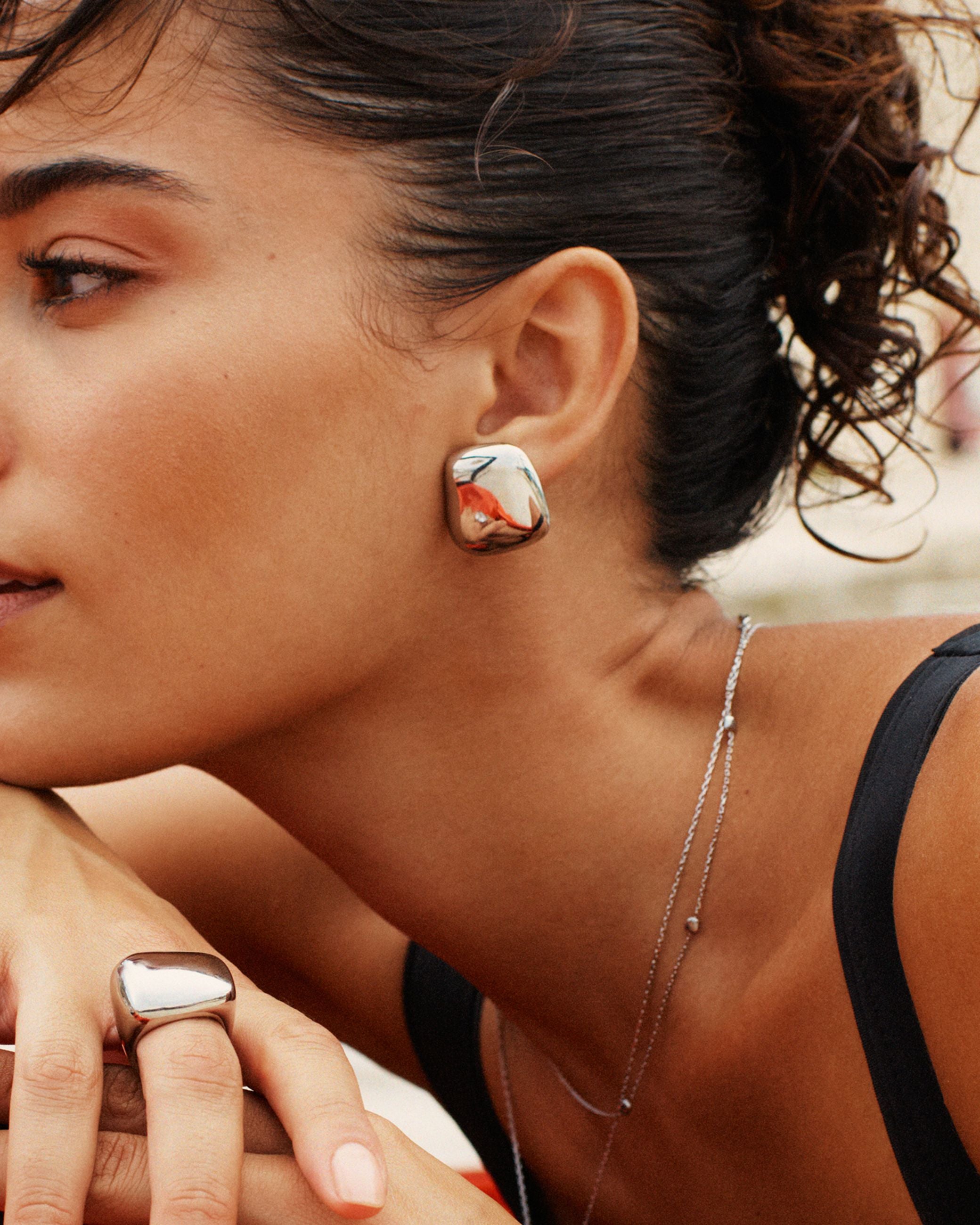 Mira Silver Stud Earrings – Large