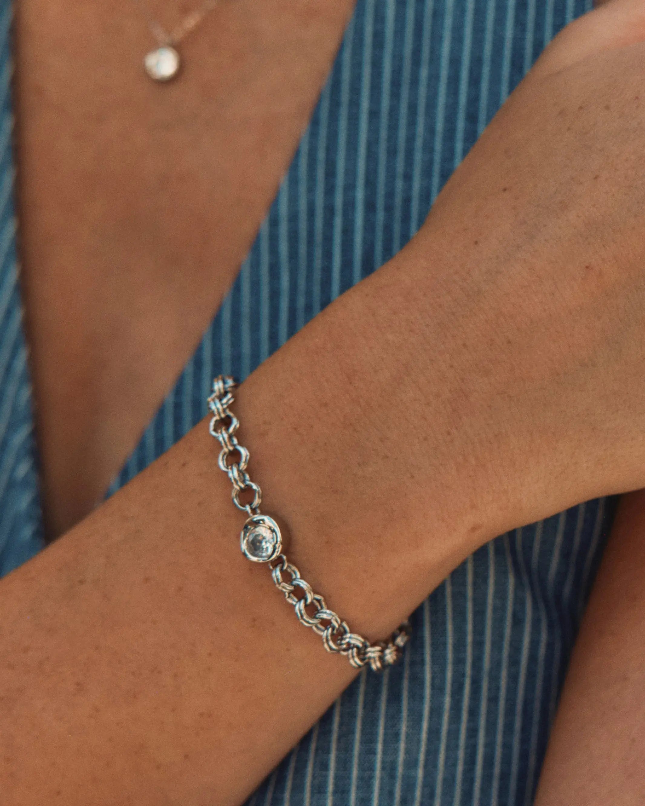 Ocean Gem Bracelet L Silver EdbladNZ