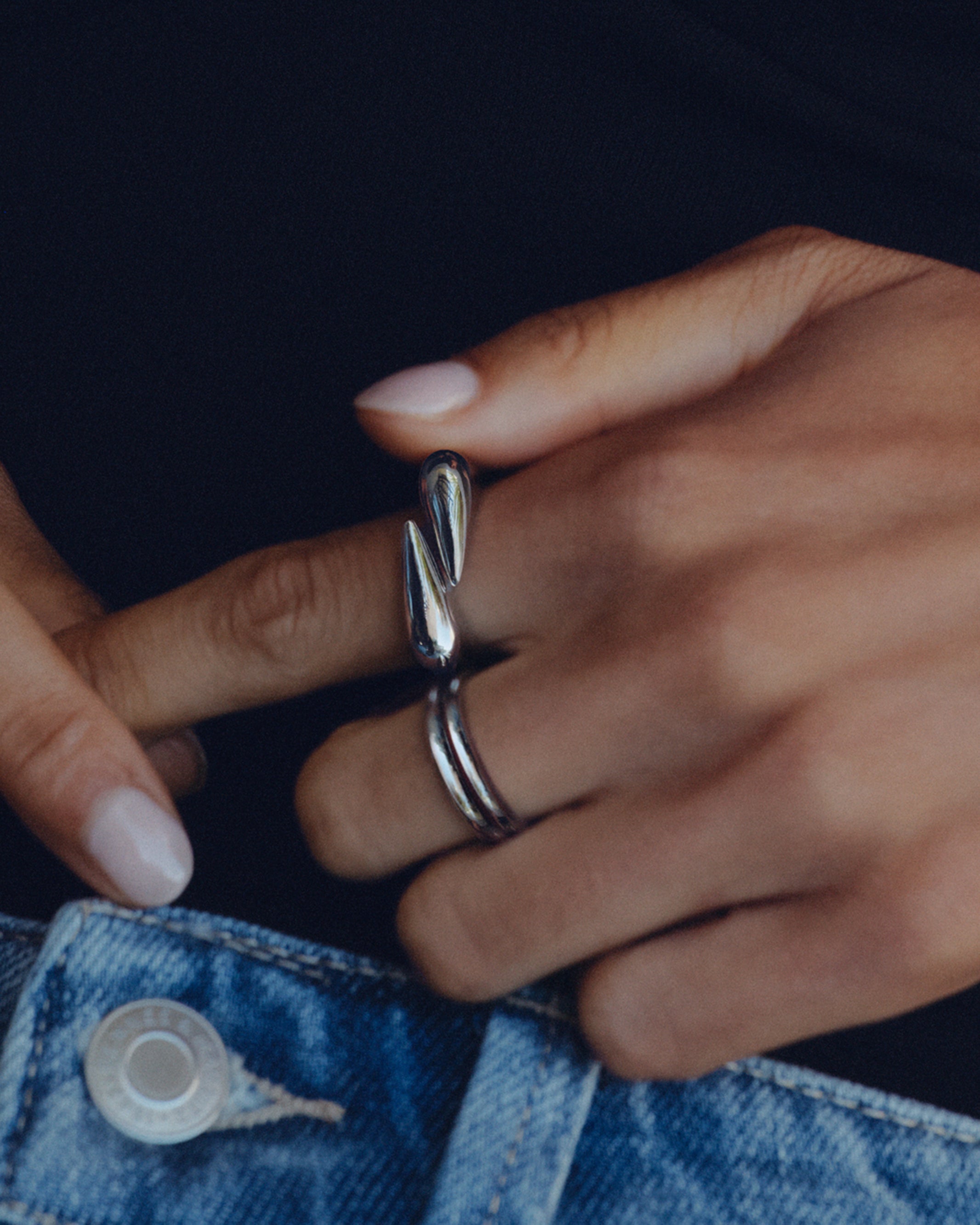 Peak Spike Ring Silver