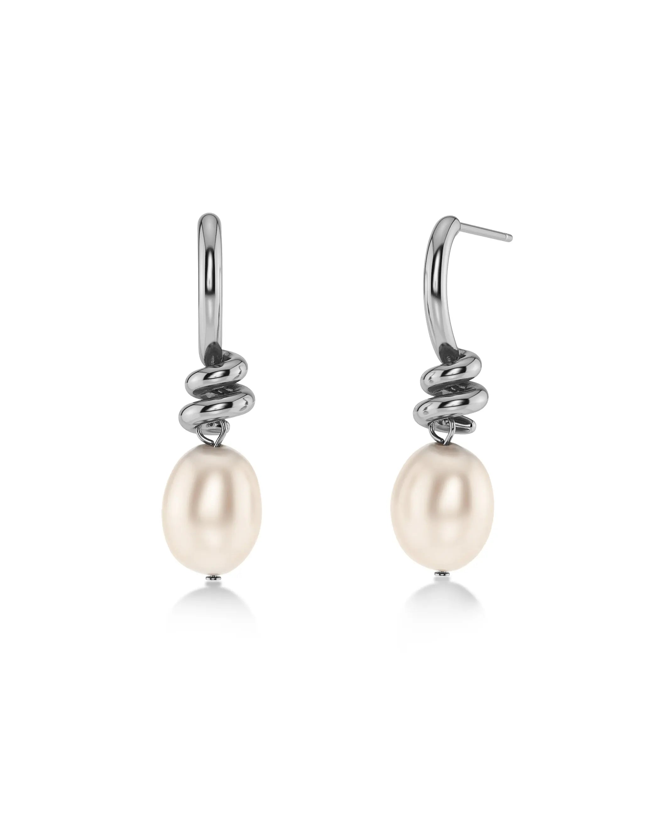 Swivel Earrings Pearl S Silver EdbladNZ