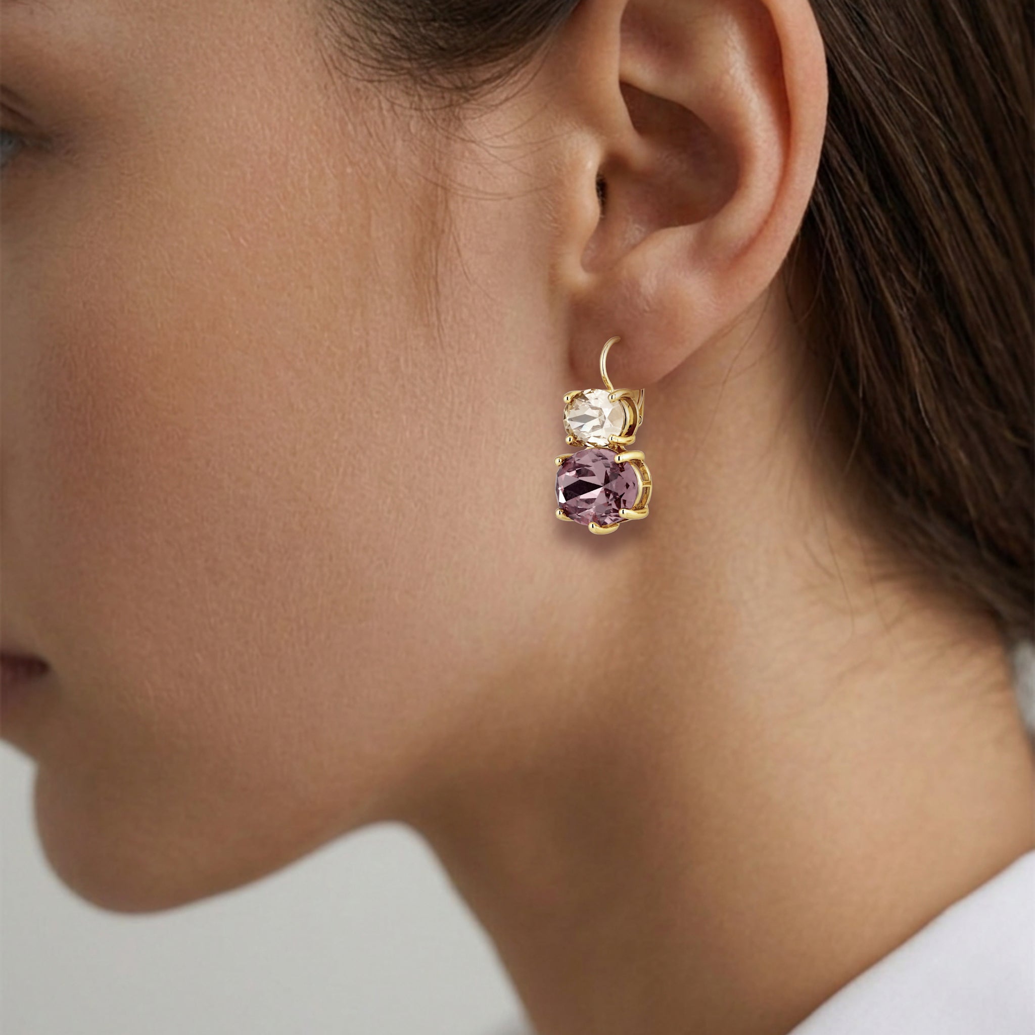 Globule Gold French Hook Earrings – Rose / Sand