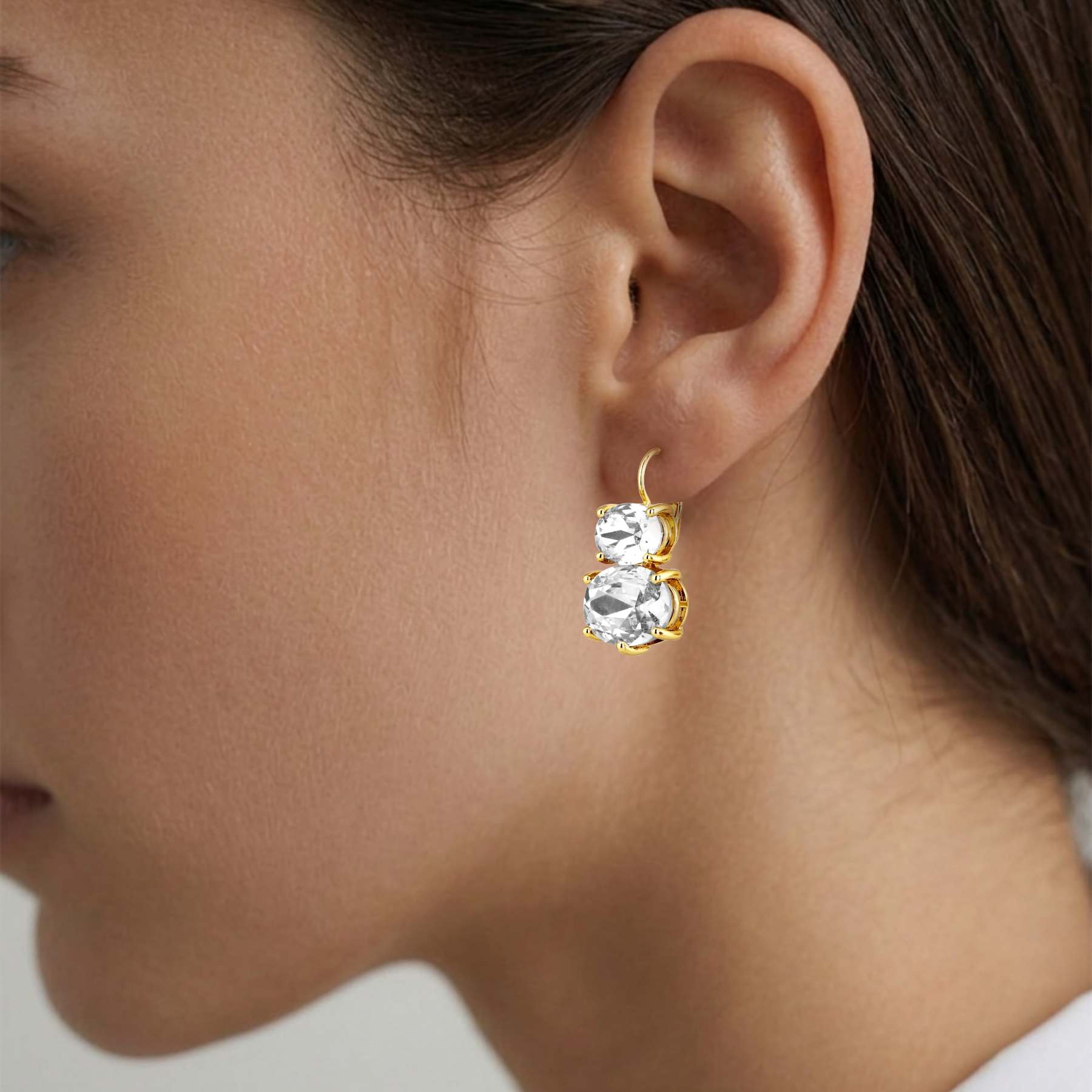 Globule Gold French Hook Earrings – Crystal