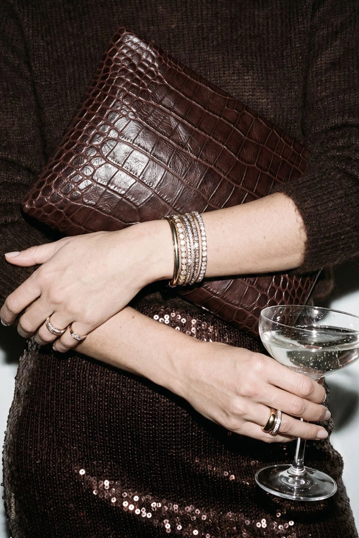 Ila Clutch, Croco - Espresso