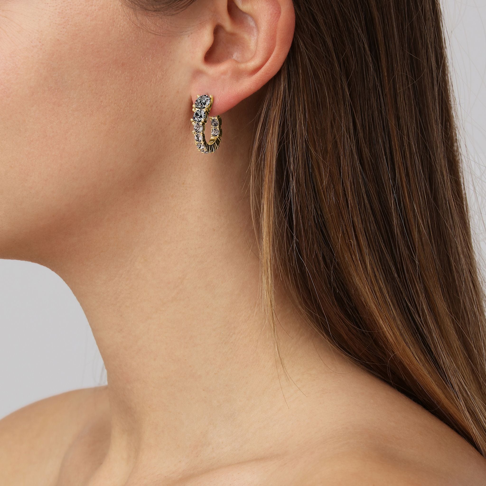 Kolos Gold Hoop Earrings – Grey