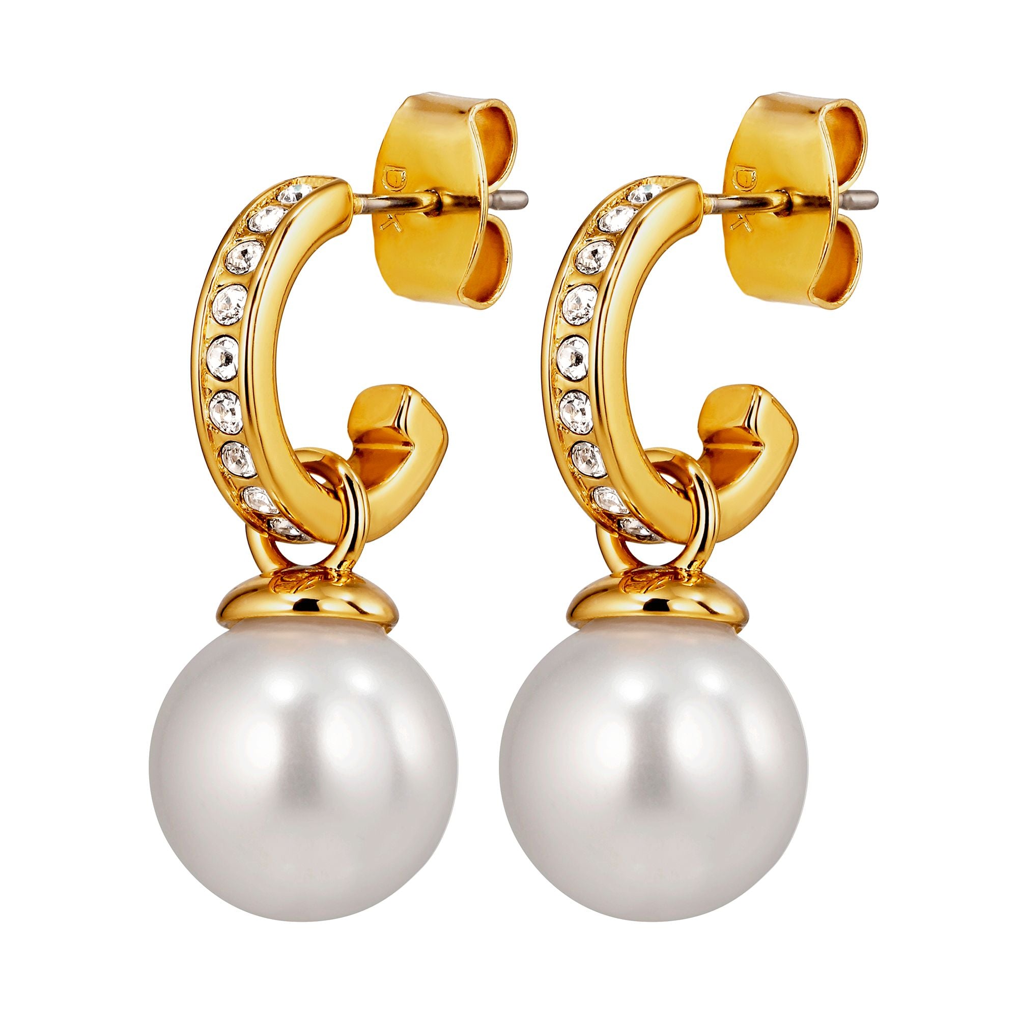 Liora Gold Stud Earrings – White Crystal