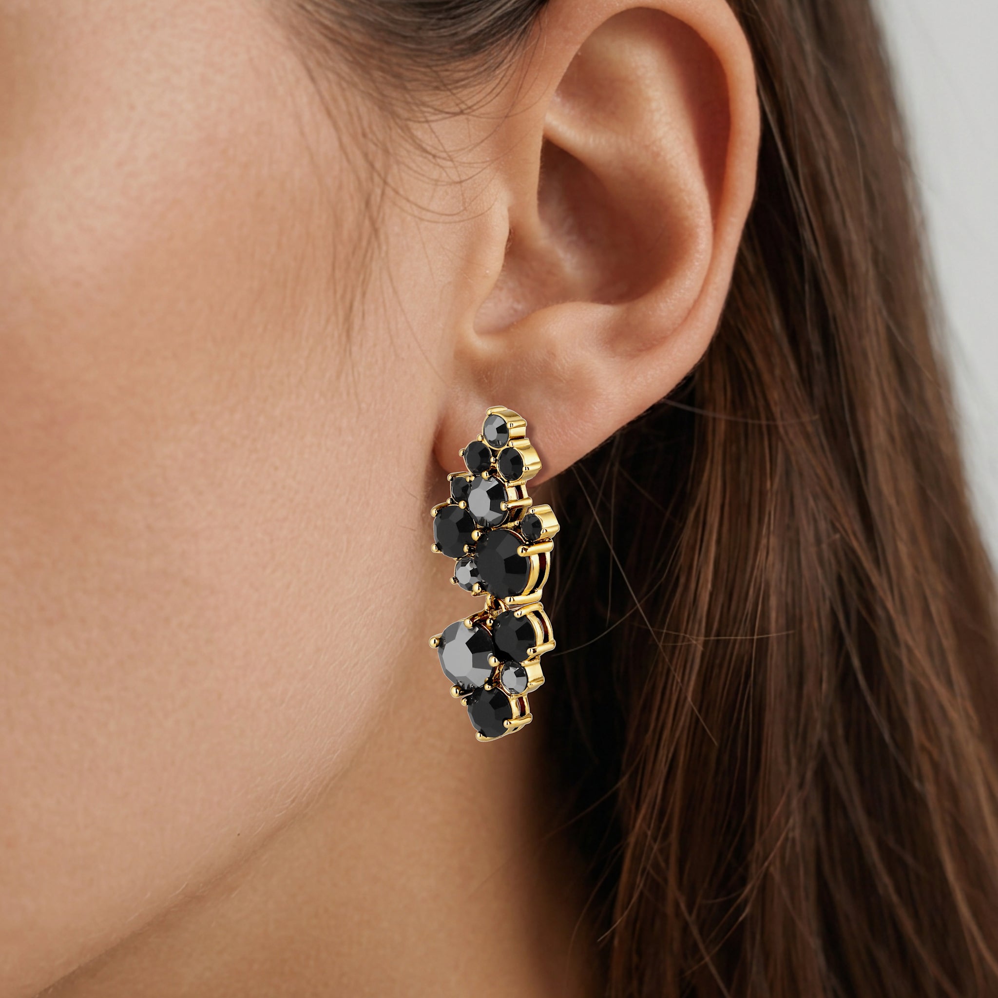 Marigold Gold Statement Earrings – Black Mix