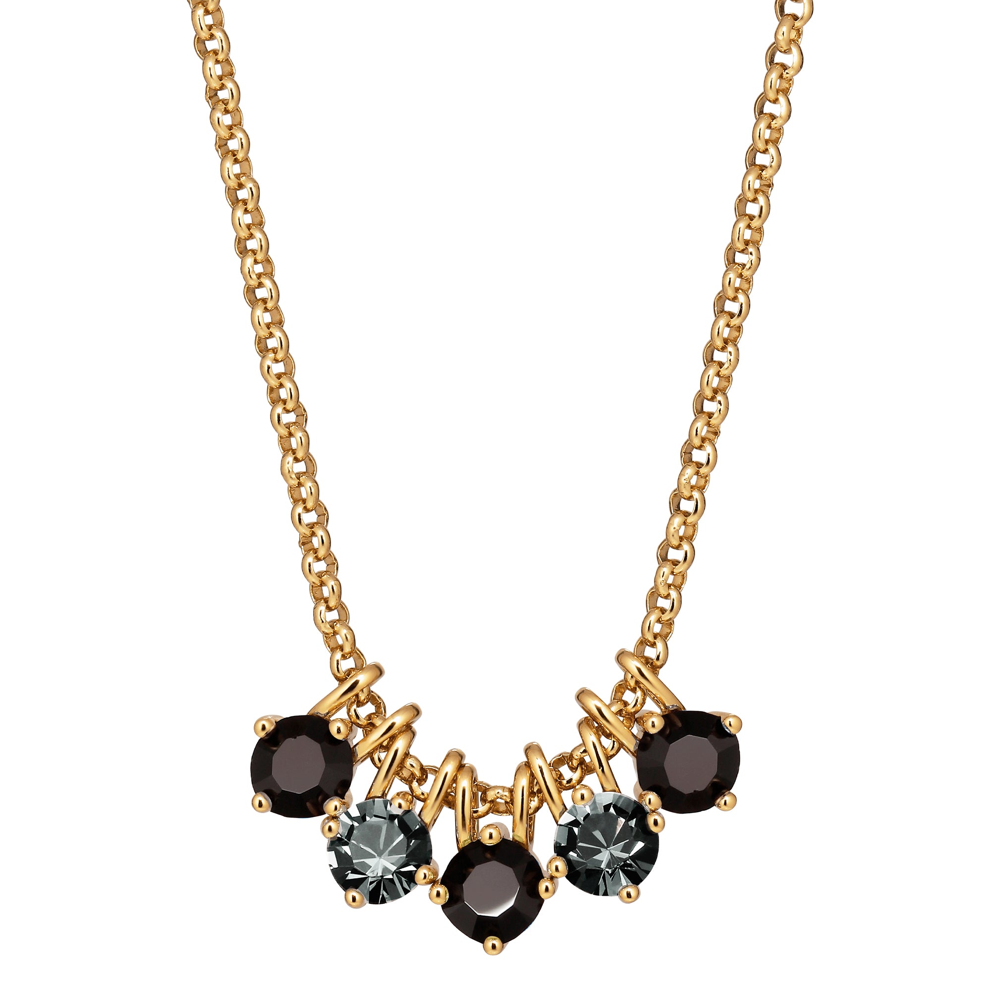 Phila Gold Pendant Necklace – Black Mix