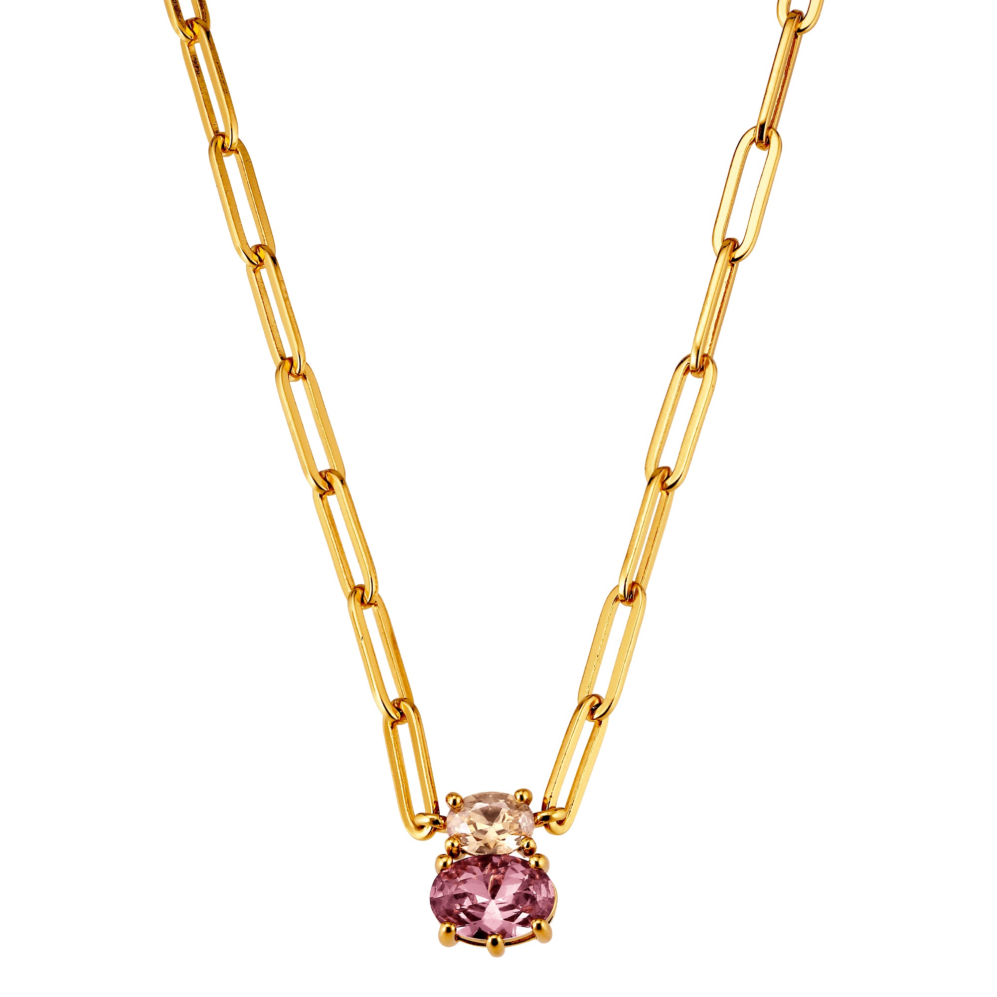 Serafine Gold Necklace – Rose / Sand