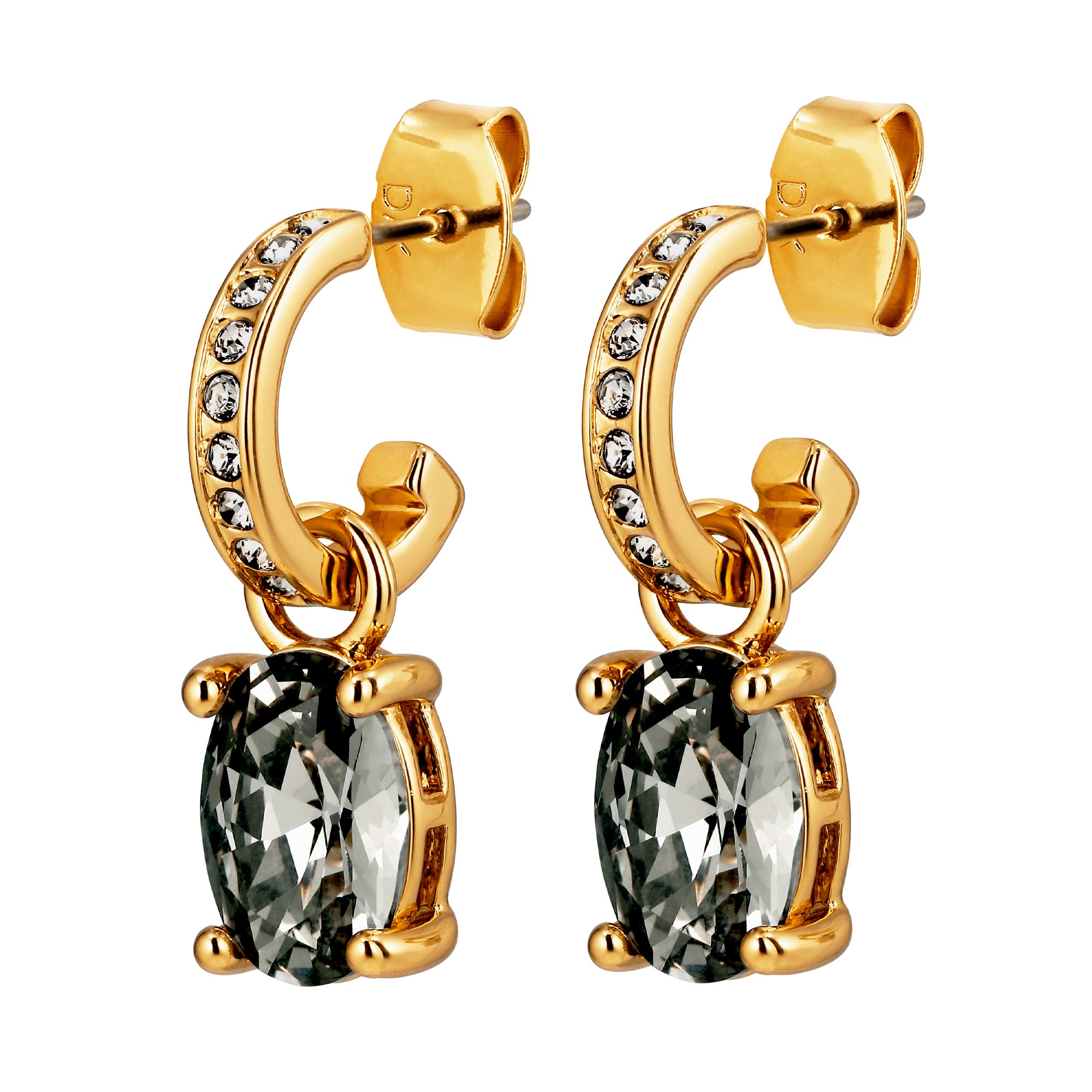 Solene Gold Stud Earrings – Grey
