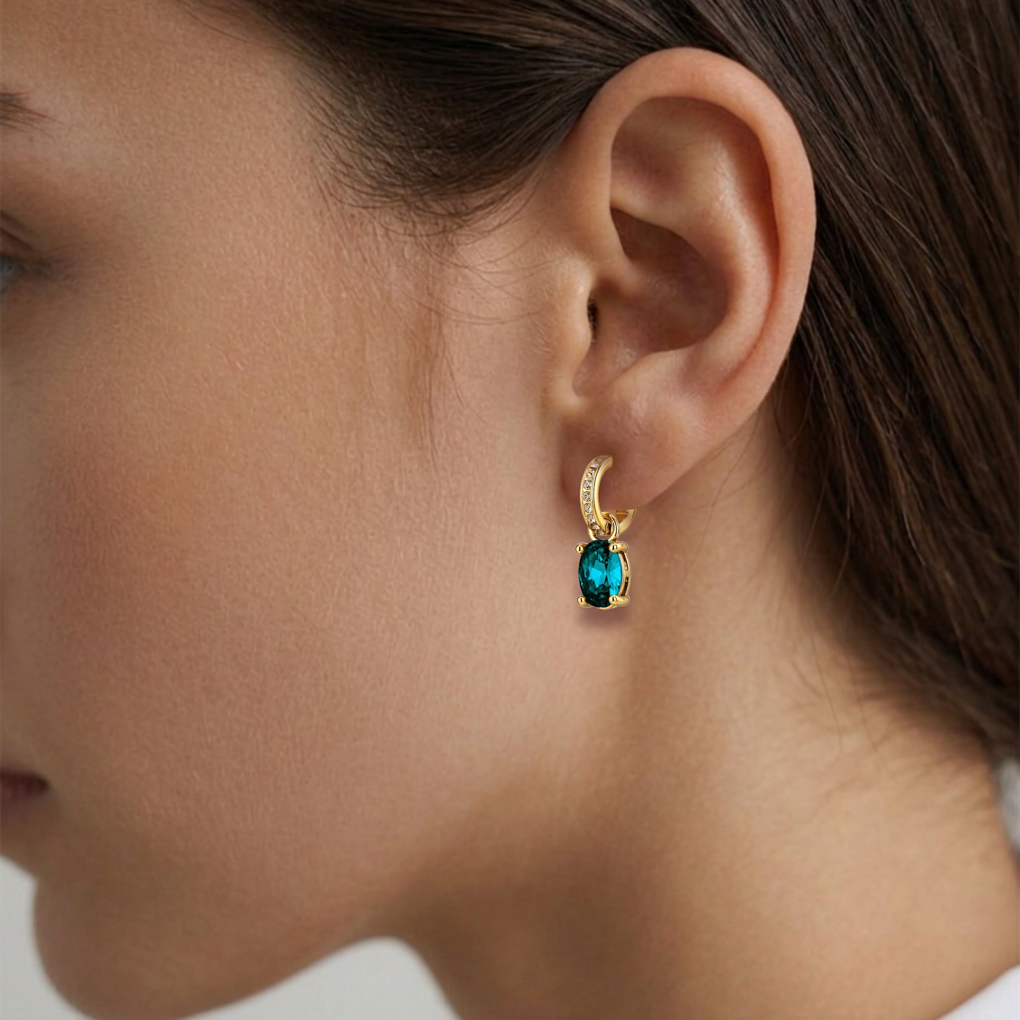 Solene Gold Stud Earrings – Petrol