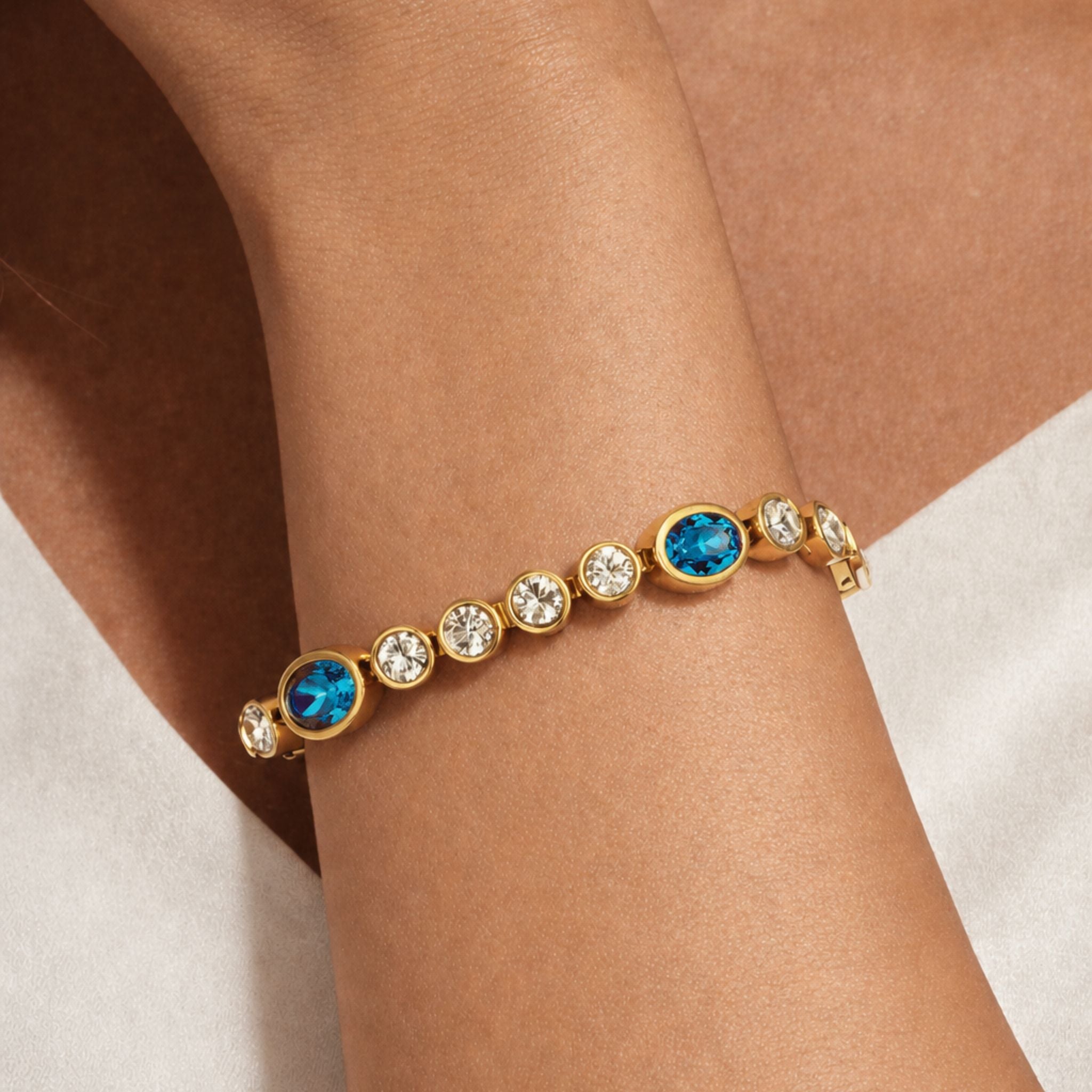 Sophia Gold Tennis Bracelet – Petrol