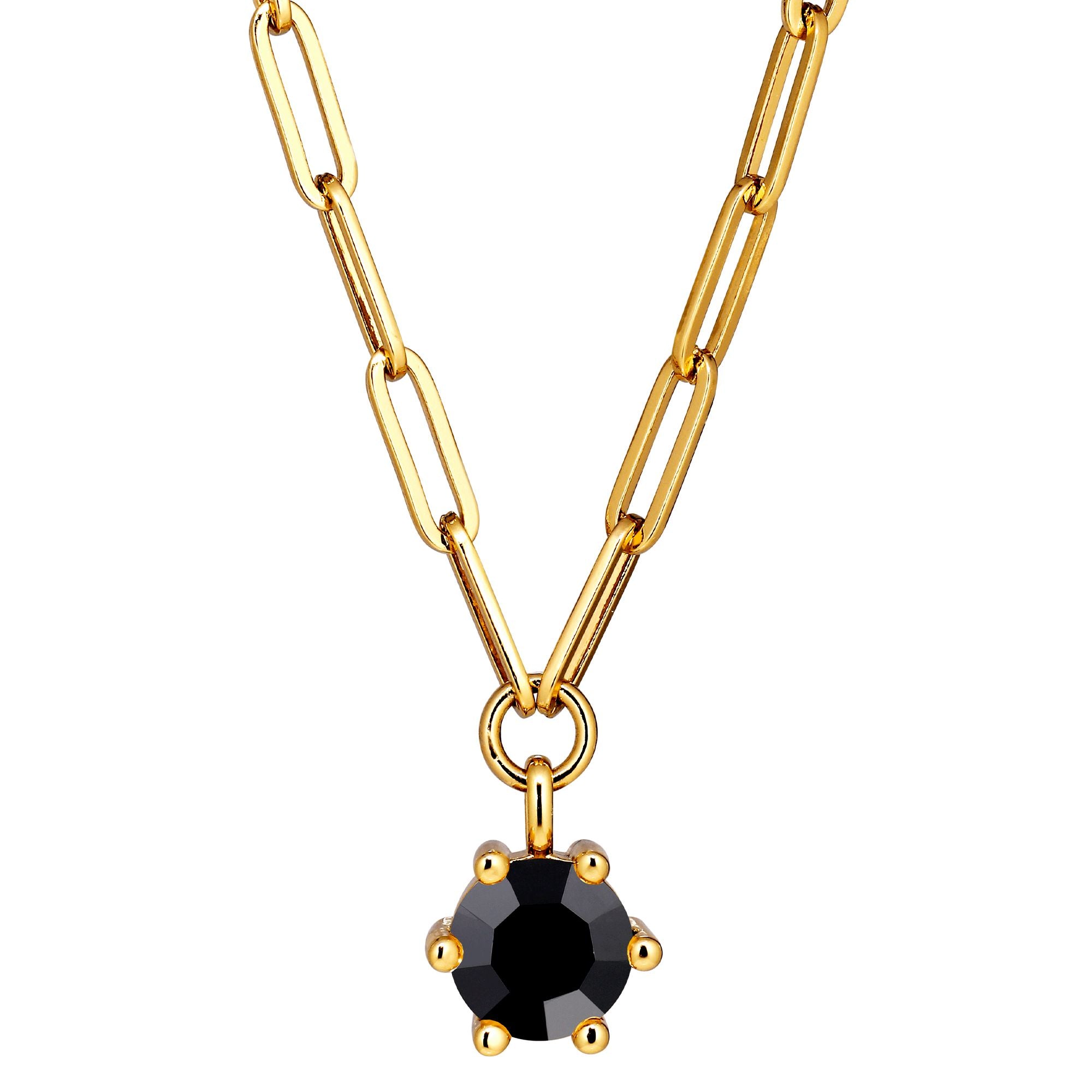 Tessa Gold Pendant Necklace – Black