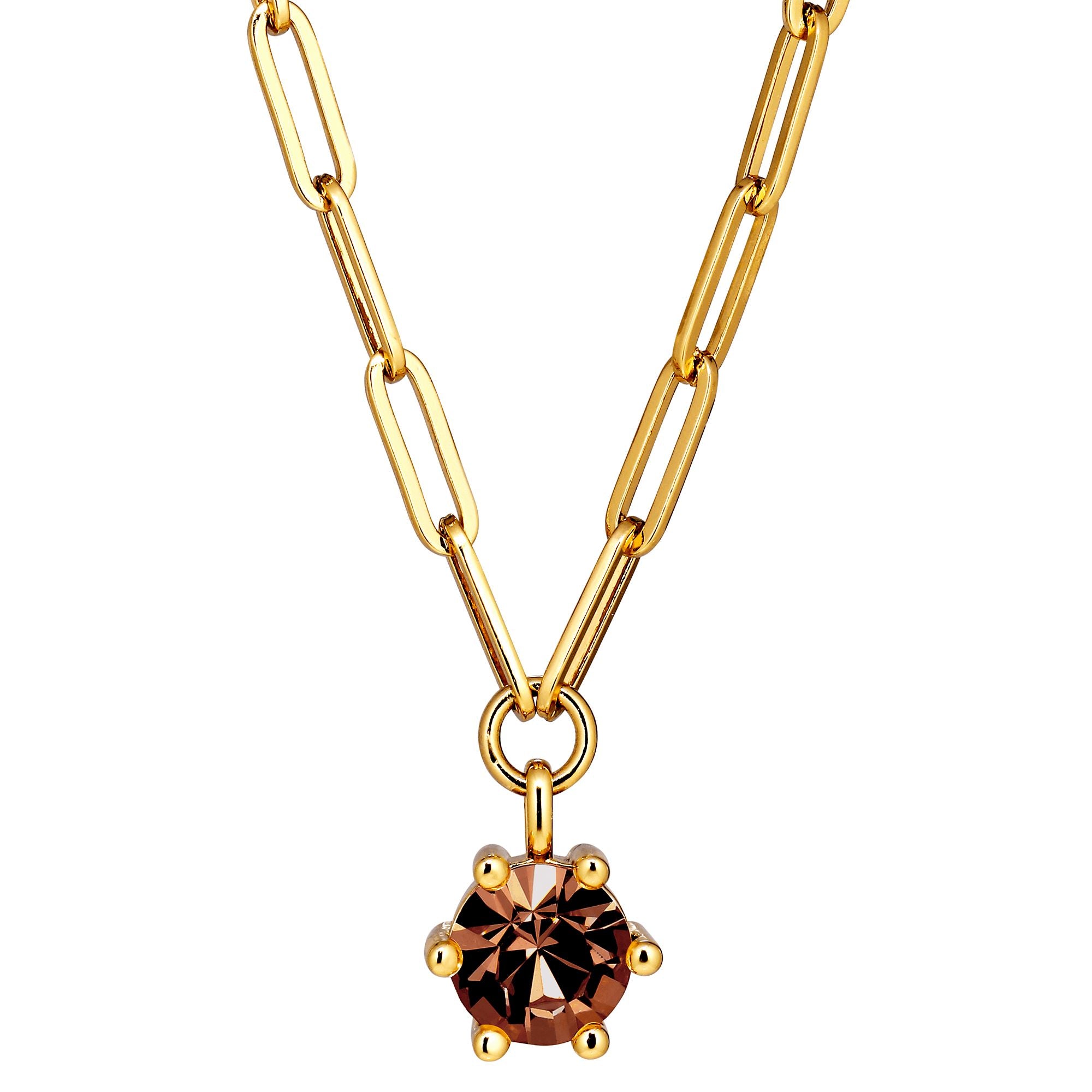 Tessa Gold Pendant Necklace – Brown