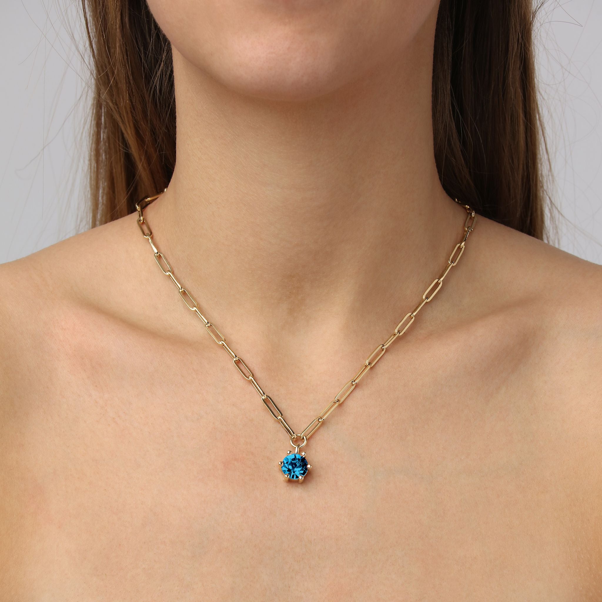 Tessa Gold Pendant Necklace – Petrol