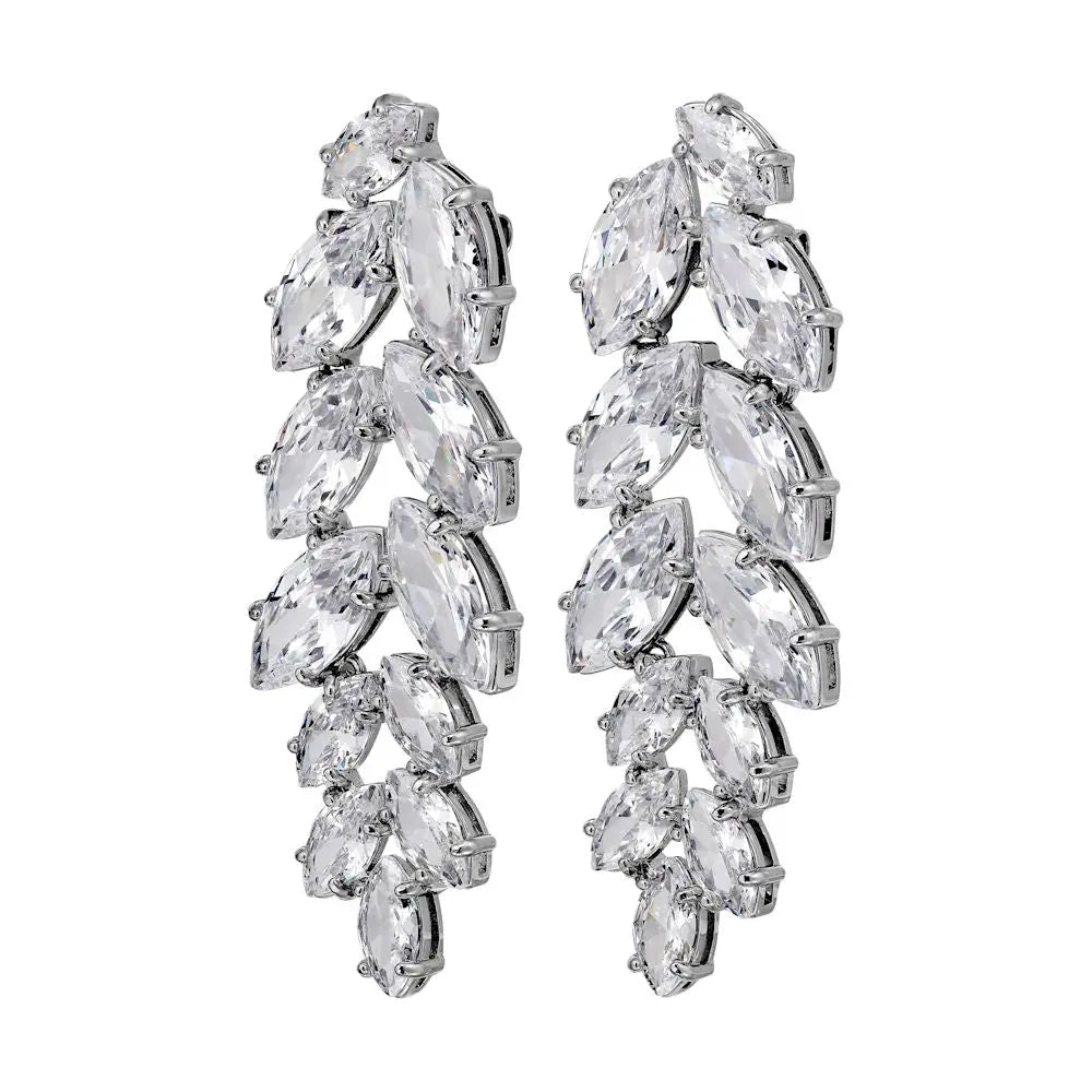 Banyan Shiny Silver Earrings - Crystal - Dyrberg/Kern NZ