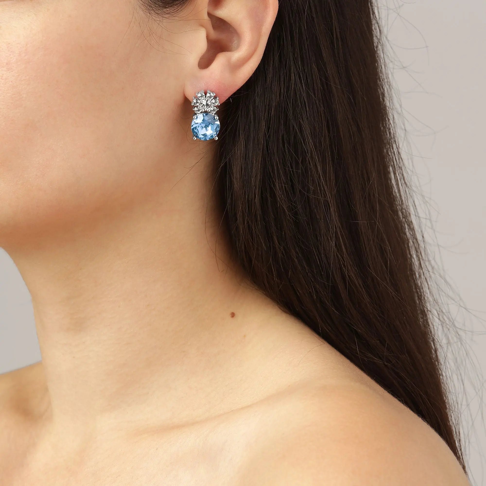 Beckia Shiny Silver Earrings - Light Sapphire - Dyrberg/Kern NZ