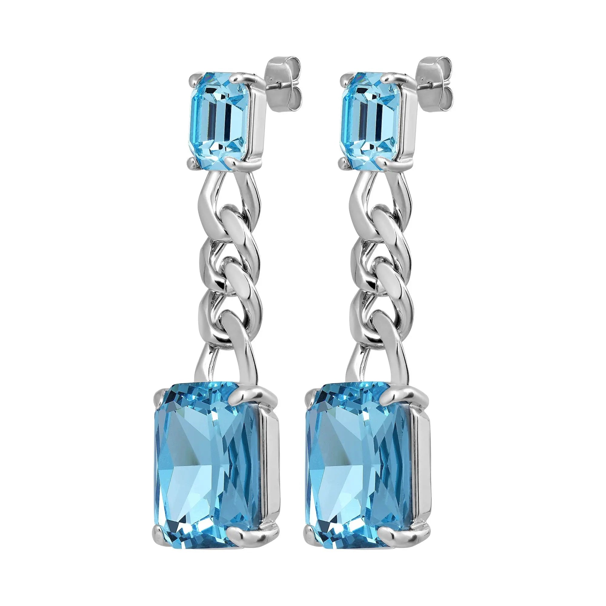 Calla Shiny Silver Earrings - Aqua - Dyrberg/Kern NZ