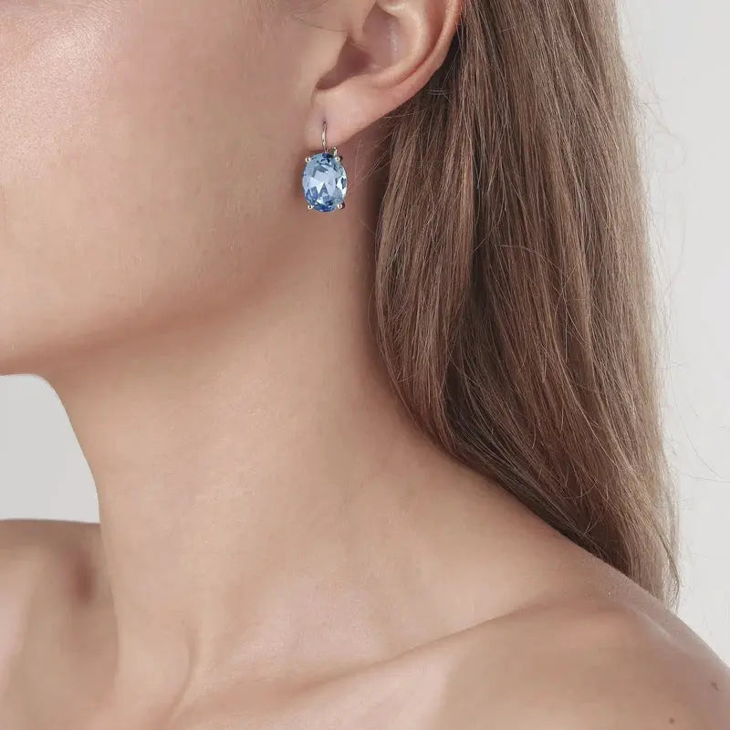 Chantal Shiny Silver Earrings - Light Blue Dyrberg/Kern NZ