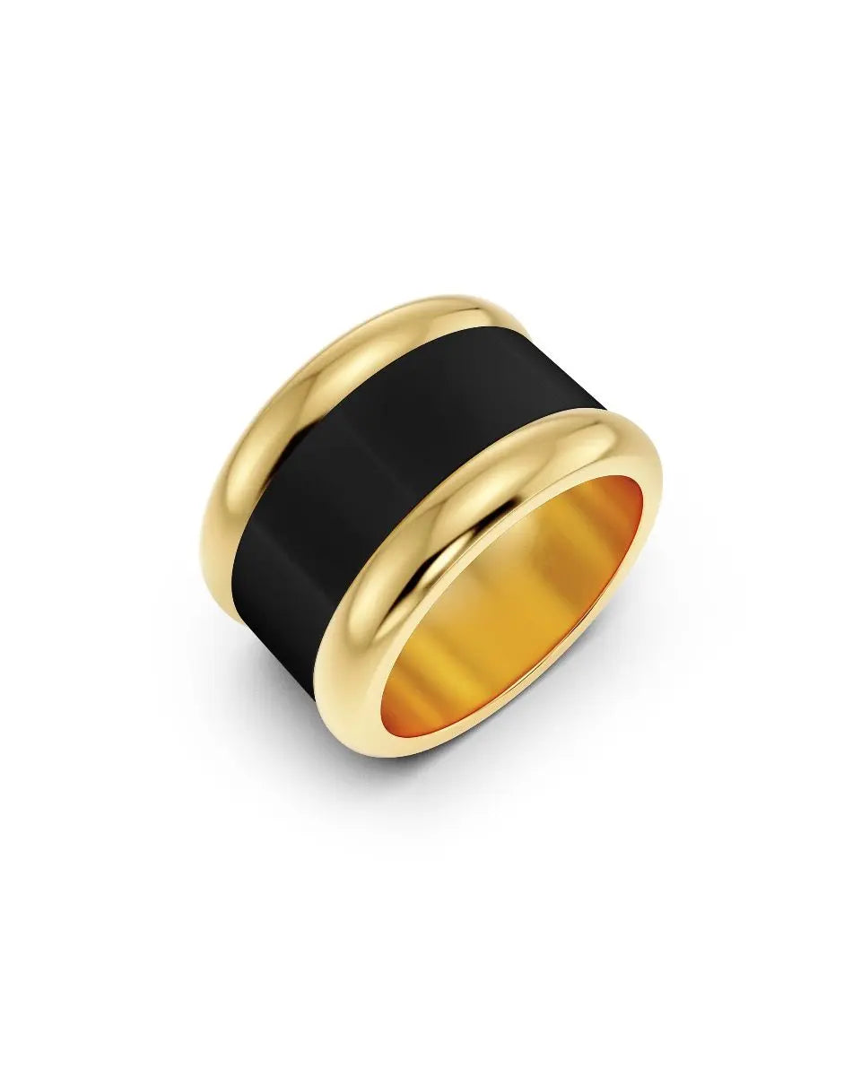 Frame Enamel Ring Black Gold Edblad NZ