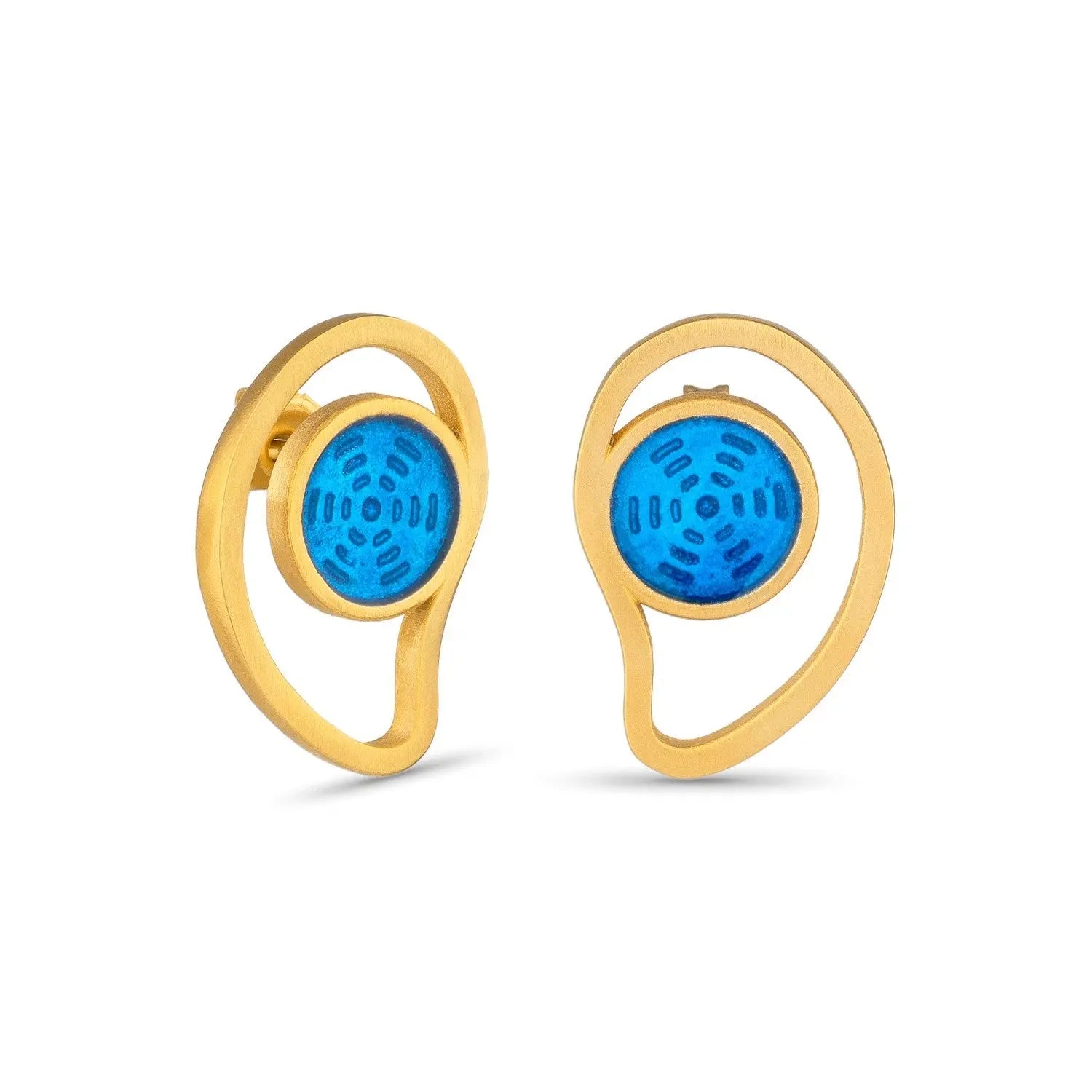 Gaudi Wavy Gold Stud Earrings Small - Dyrberg/Kern NZ