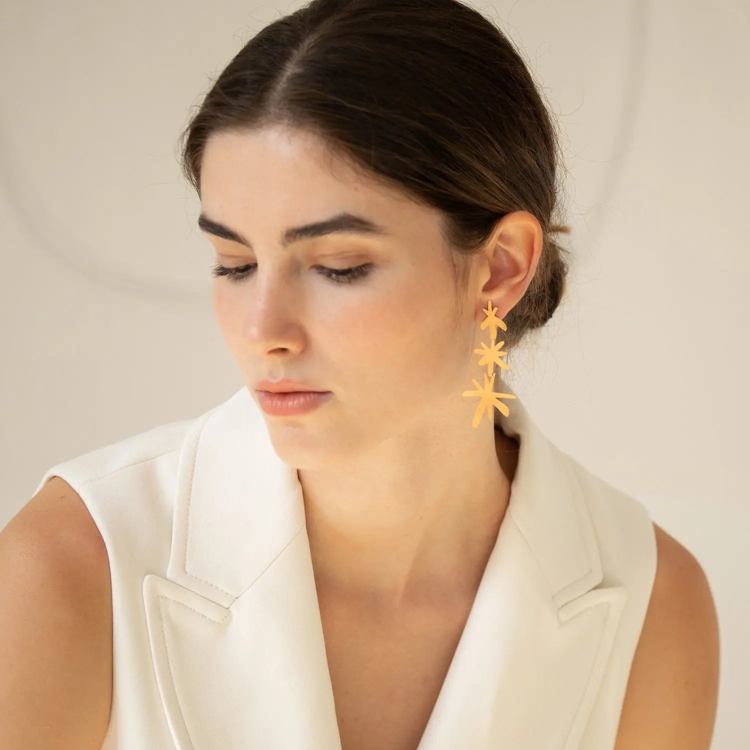 Miro Gold Earrings Long Star Drops - Dyrberg/Kern NZ