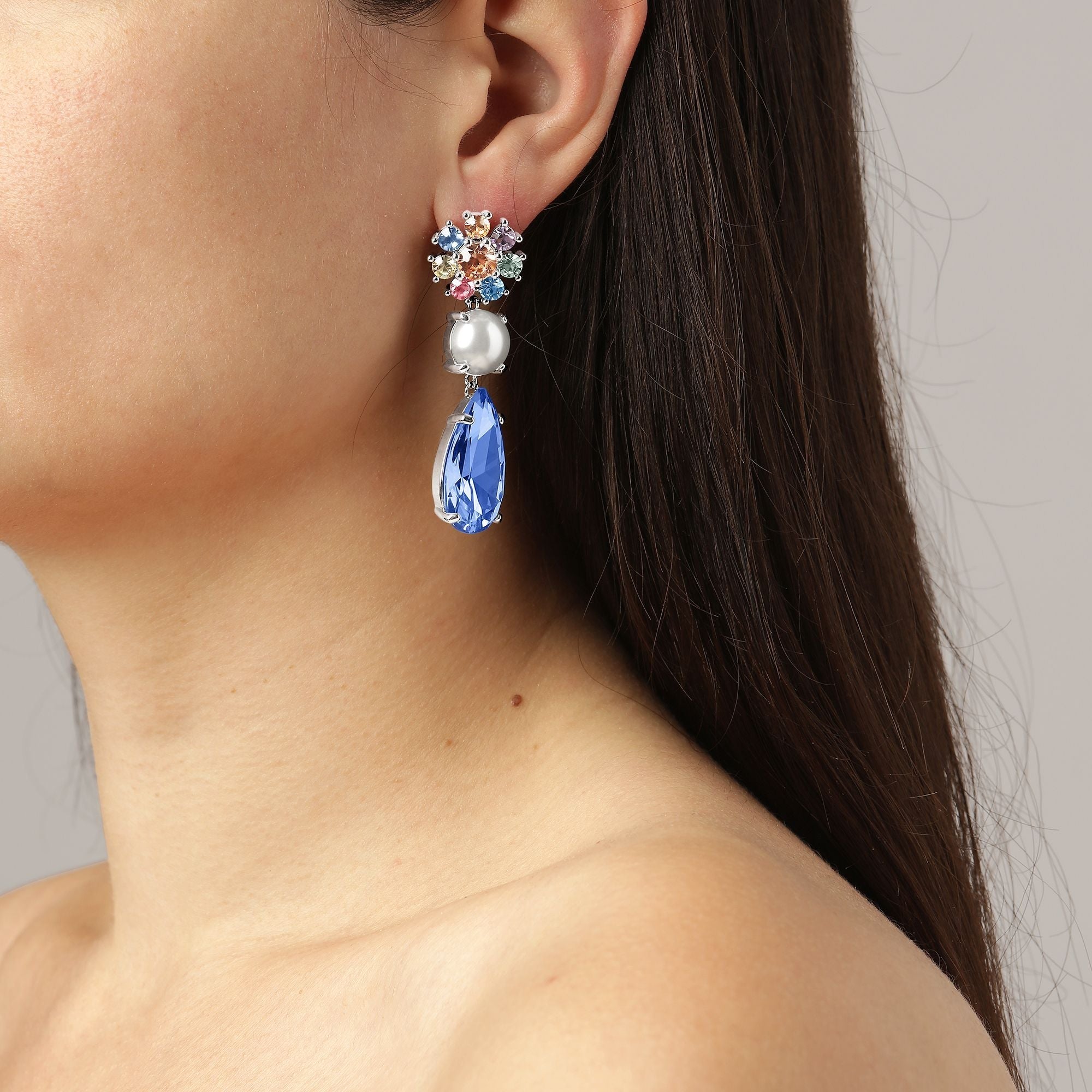 Misia Shiny Silver Earrings - Light Blue / Pastel - Dyrberg/Kern NZ