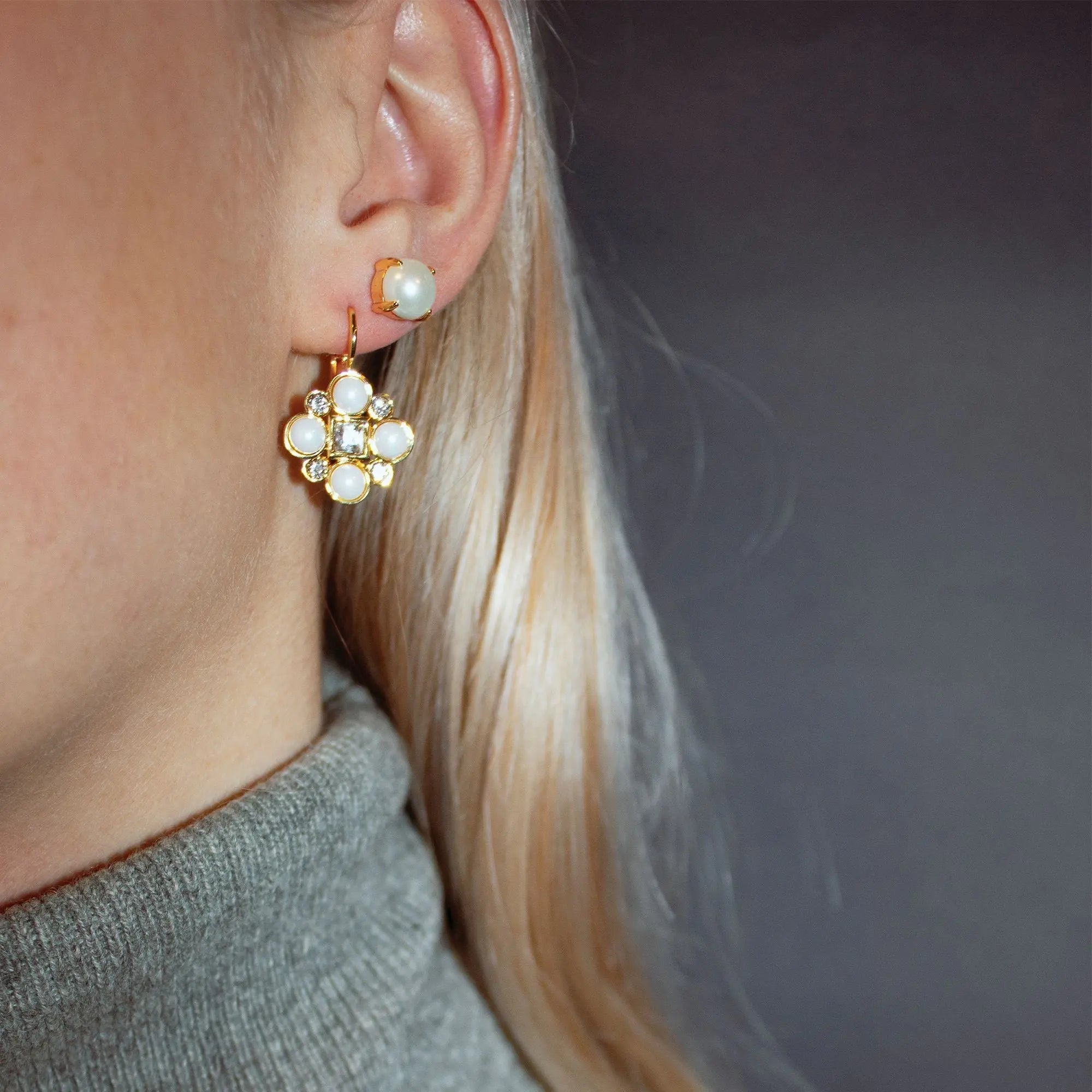 Mitzi Gold Pearl Earrings - Dyrberg/Kern NZ