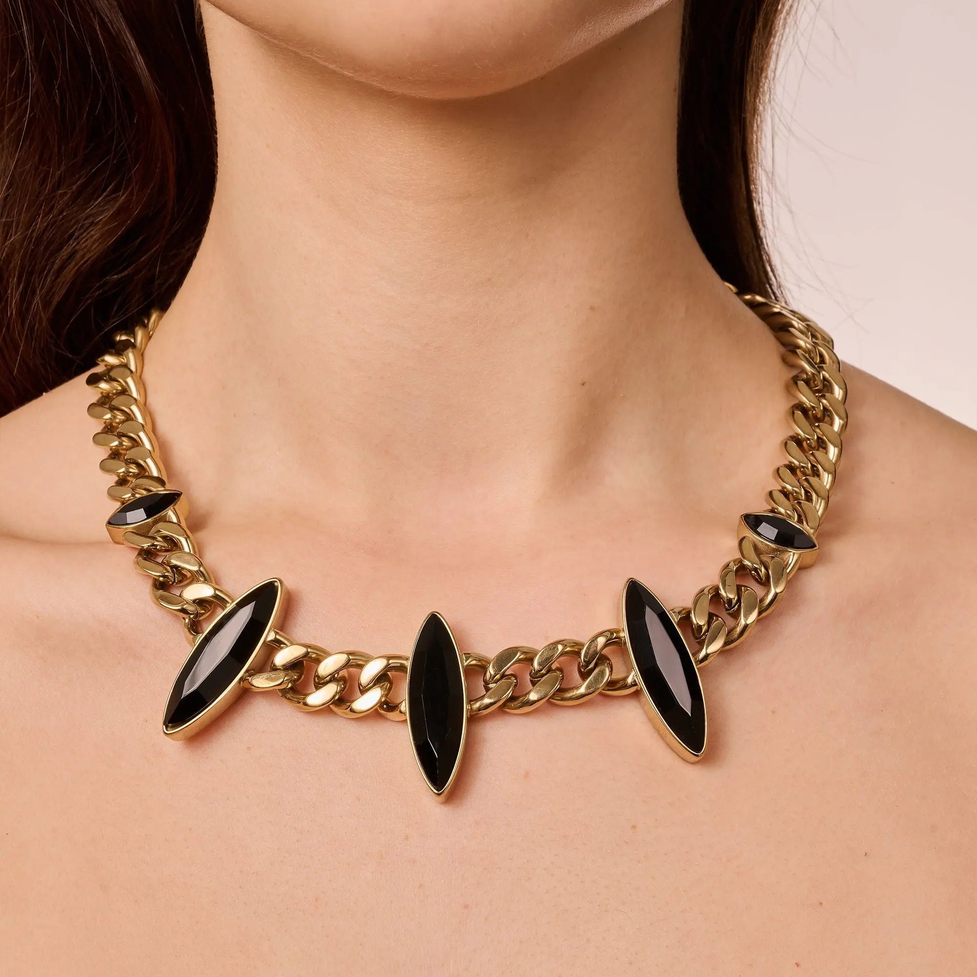 Opsica Gold Necklace - Black - Dyrberg/Kern NZ